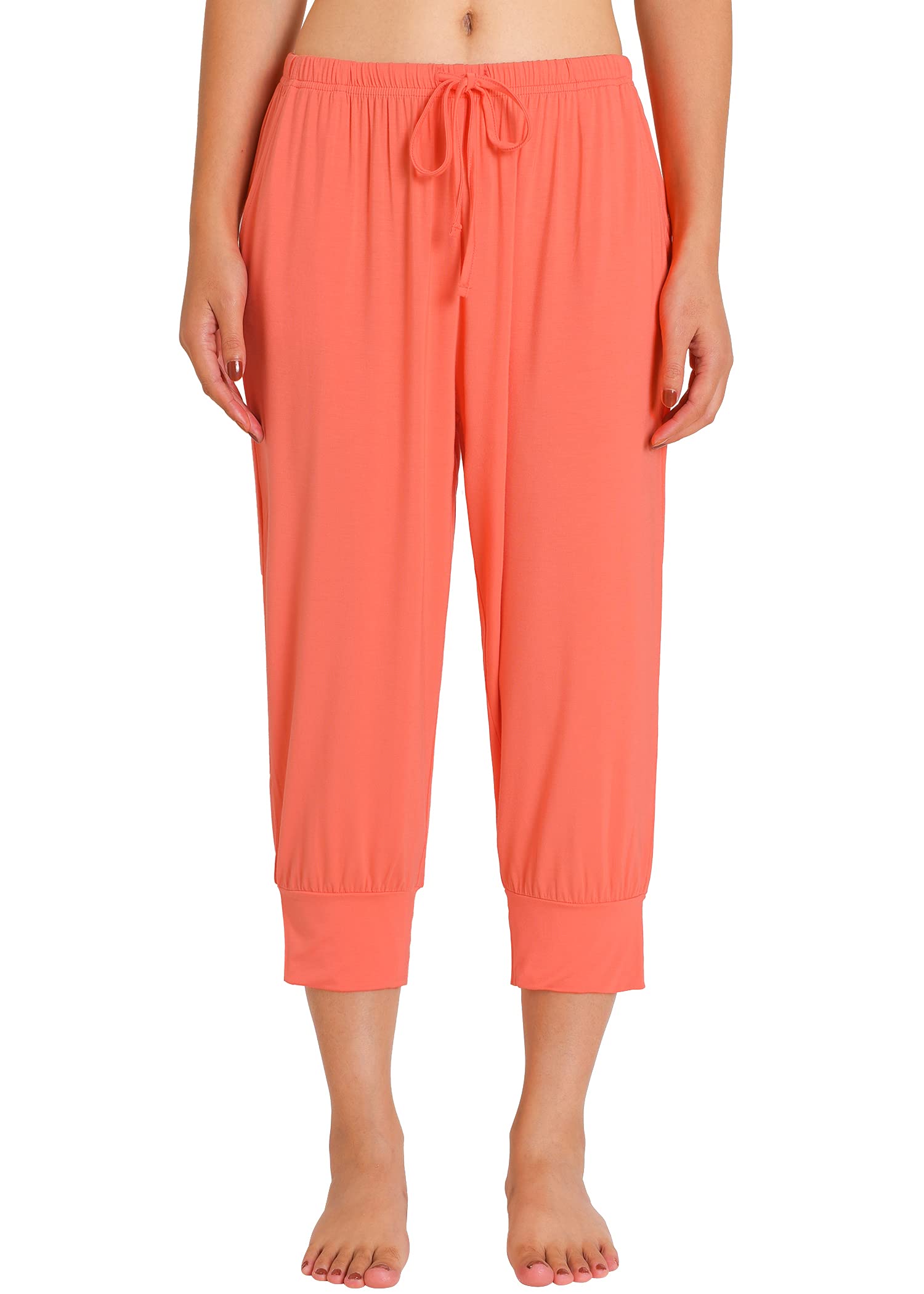 Women's Soft Bamboo Viscose Jogger Capri Pajama Lounge Pants - Comfortable Stretchy Sleepwear & Loungewear for Relaxing at Home or Yoga
