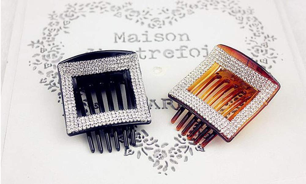 Elegant Rhinestone Hair Comb for Women - Crystal Hair Clip, Hairpin, Hair Grip - Square Black Headwear for Weddings, Parties & Special Occasions