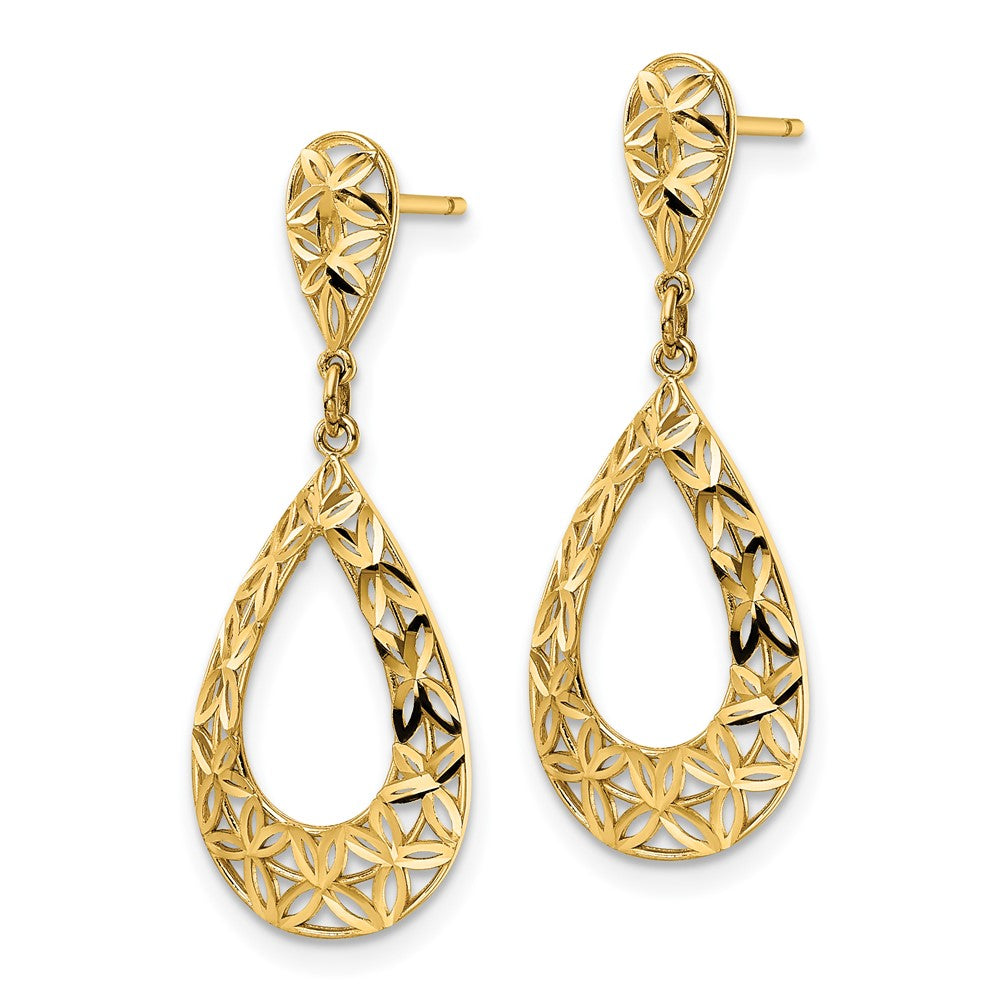 Gold Diamond Cut Dangle Post Earrings for Women - Elegant Fashion Jewelry Gift (Model YE1934) | Perfect for Parties, Weddings & Special Occasions