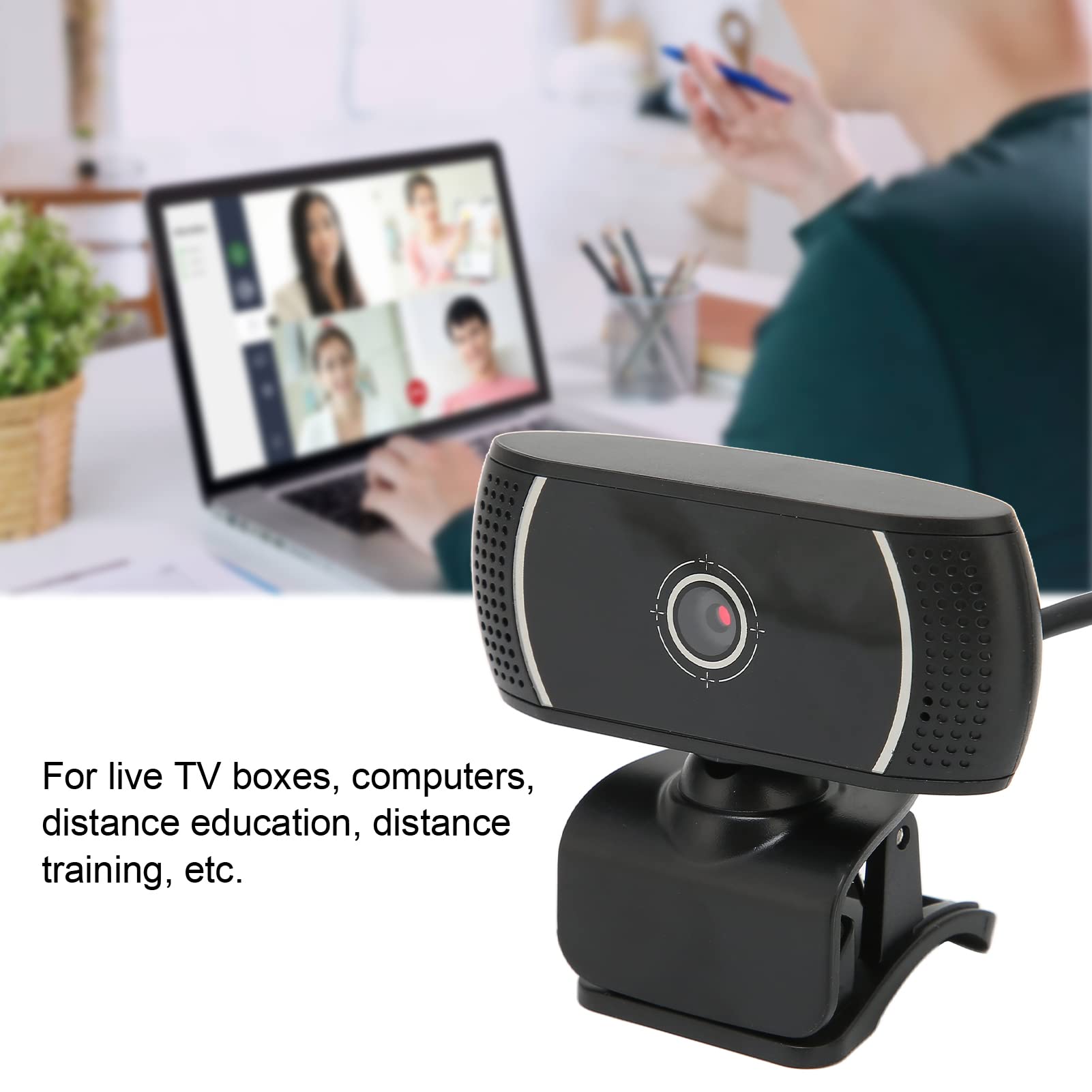HD USB Webcam with Auto Focus - 640x480 Plug & Play Computer Camera for Online Classes, Live Streaming & Video Conferencing - Flexible Mount for Laptop & Desktop (Black) - Perfect for Remote Work, Zoom Meetings & Distance Learning
