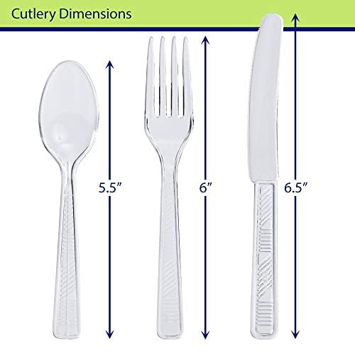 300-Piece Clear Plastic Cutlery Set - Disposable Silverware Utensils for Parties, Picnics & Events | Party Dimensions Combo Box