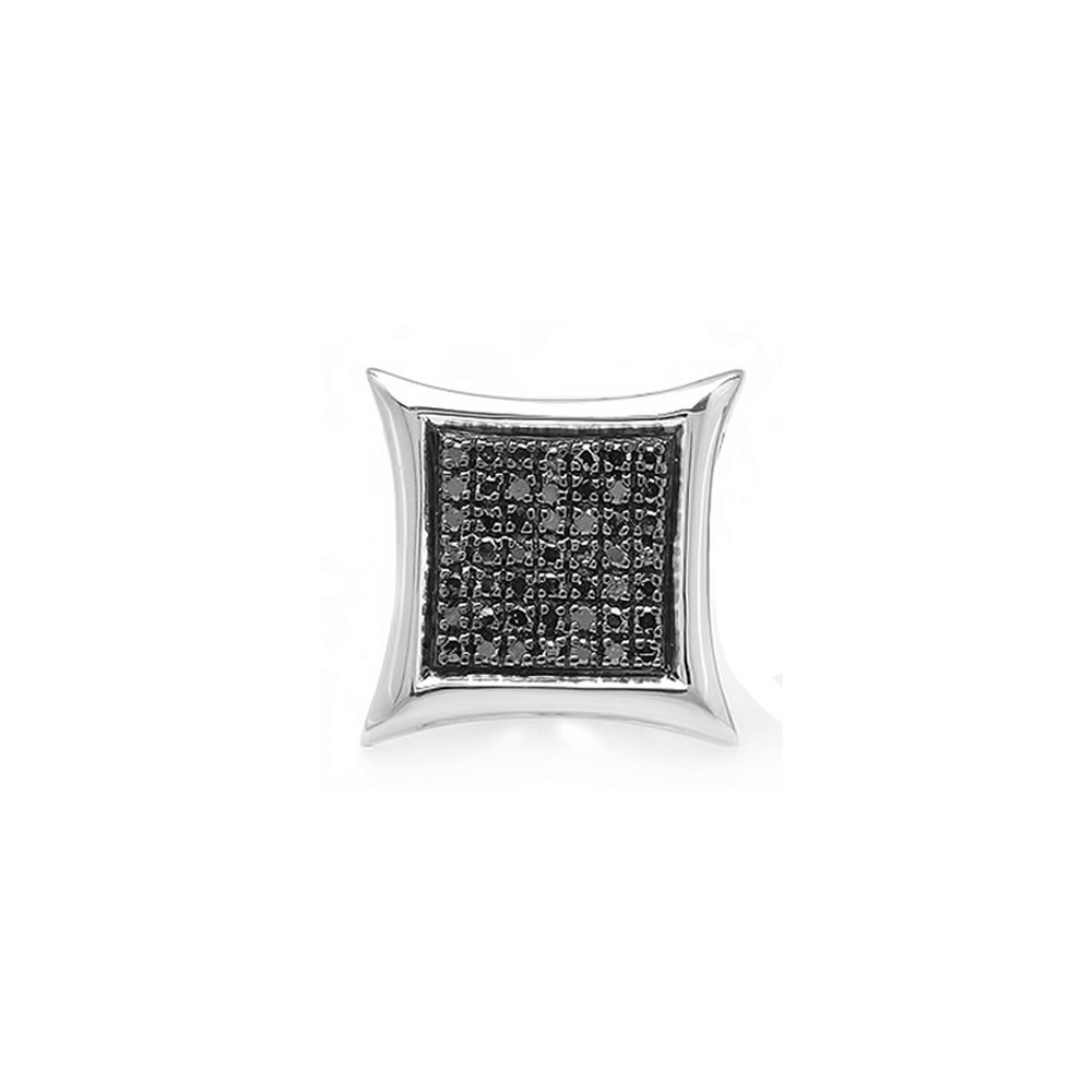 0.13 Carat Round Black Diamond Stud Earrings - Kite Shape Micro Pave Setting - Dazzlingrock Collection - Elegant Jewelry for Women - Perfect for Parties, Weddings & Special Occasions