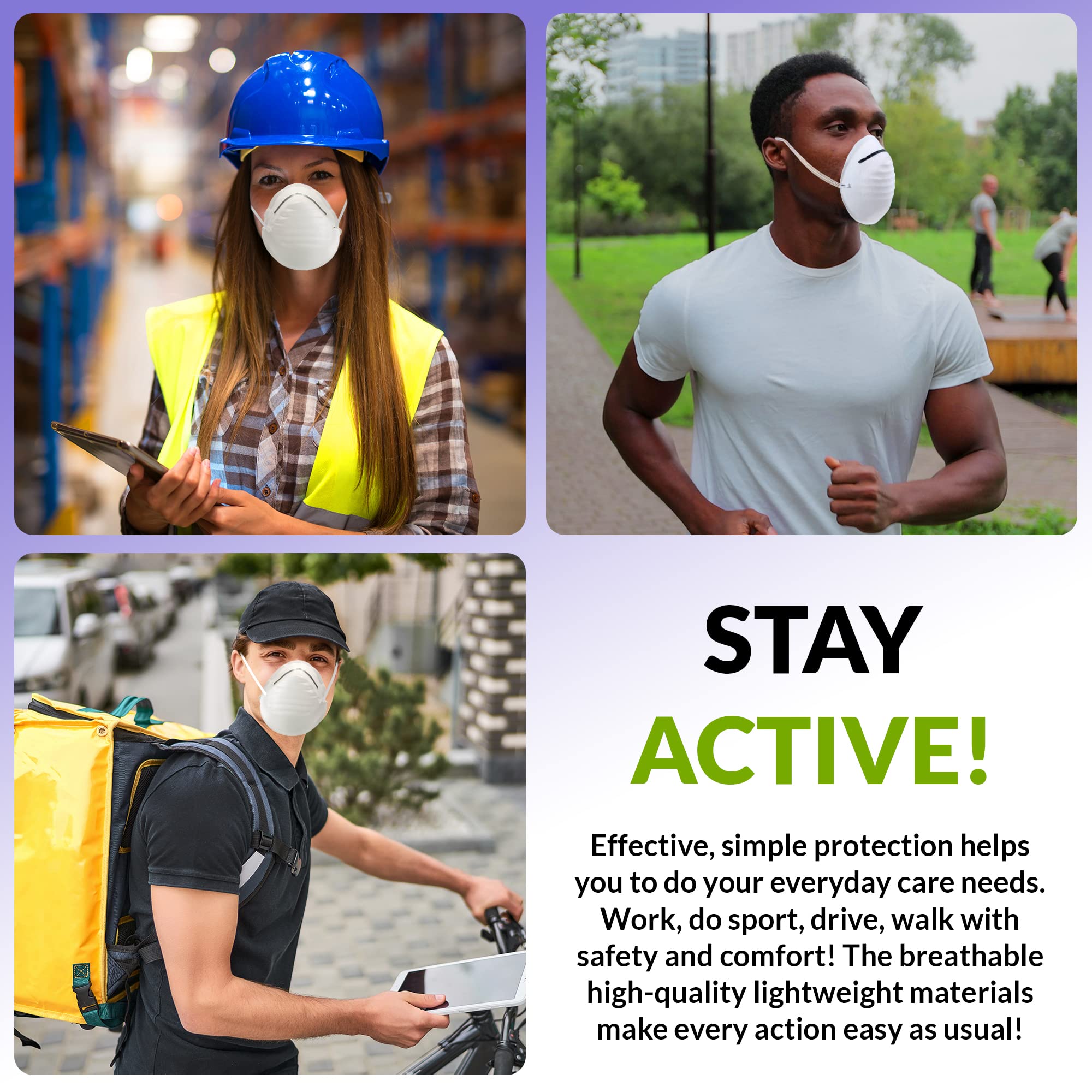 AMZ Dust and Particle Masks - Pack of 1000 Disposable Respirators with Elastic Straps for Sawdust, Garage Dust & Garden Work | Safety Face Masks for Woodworking, Construction, Landscaping & DIY Projects