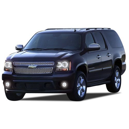 Brightest White LED Halo Ring Headlight & Fog Light Kit with Wireless RF Remote for 2007-2013 Chevrolet Suburban - Upgrade Your Night Driving Safety & Style