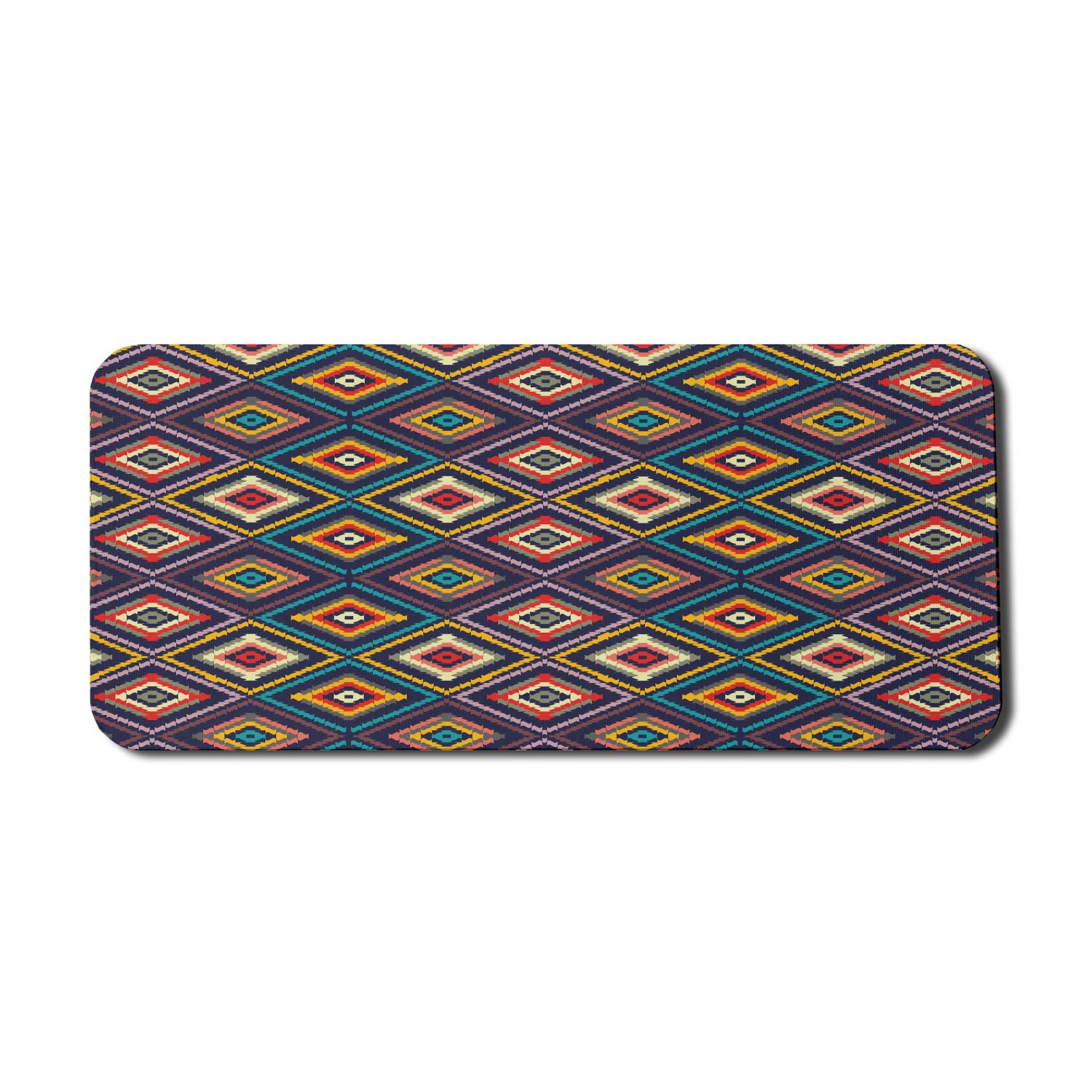 Ambesonne Abstract Geometric Mouse Pad - Non-Slip Rubber Gaming Mousepad with Colorful Concentric Wavy Squares Design (35