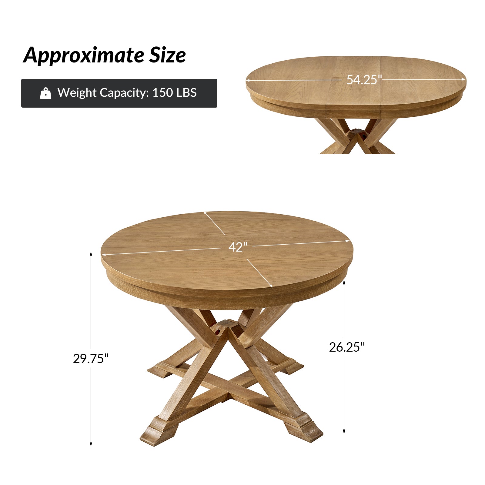 Extendable Round Dining Table - Traditional Israeli Design for Small Spaces | Perfect for Family Gatherings & Dinner Parties