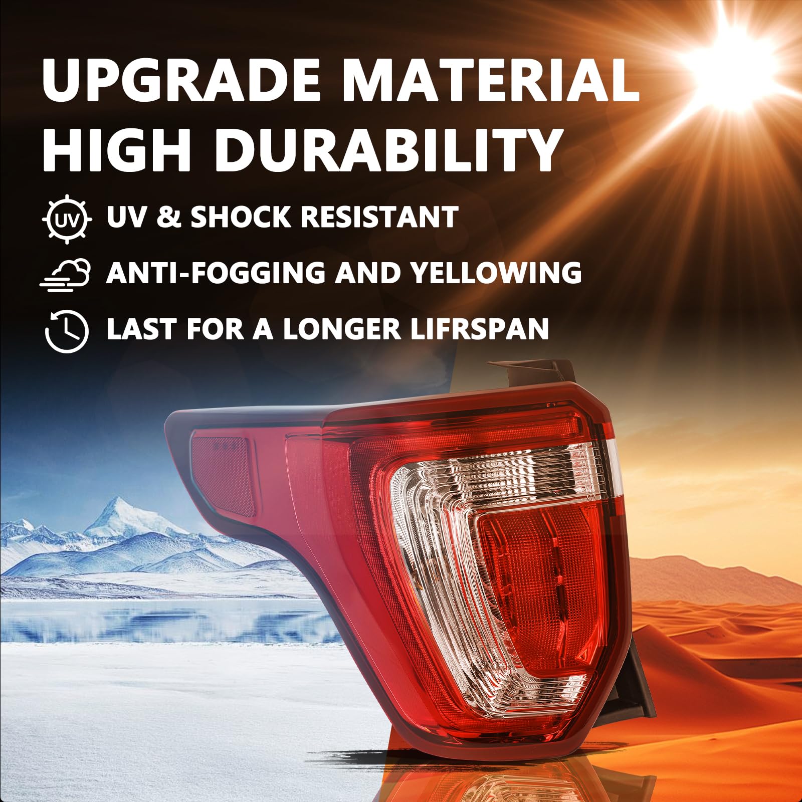 Aosky LED Tail Light Assembly for 2016-2019 Ford Explorer Police Interceptor - Left Driver Side Brake Signal Lamp with Bulbs | Durable Replacement for Enhanced Night Visibility & Safety