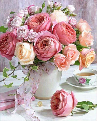 5D Diamond Painting Kit for Adults - Round Full Drill Rose Flower DIY Art, Crystal Rhinestone Embroidery Canvas Wall Decor (14x17.7 Inches) - Perfect for Home Decor, Relaxation & Creative Gift Ideas