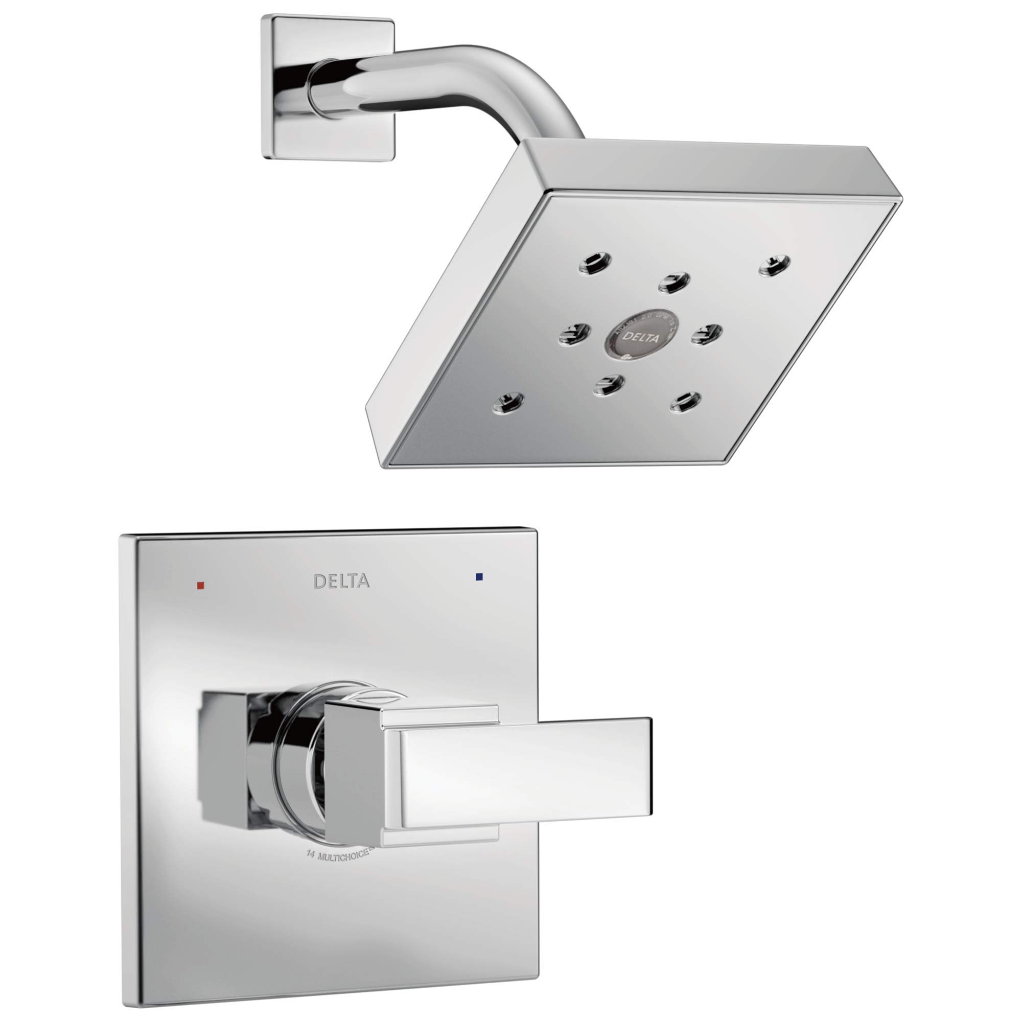 Delta Ara 14 Series Single-Function Shower Faucet Set with H2Okinetic Shower Head - Chrome Finish T14267 (Valve Not Included) | Water-Saving Bathroom Upgrade for Modern Homes