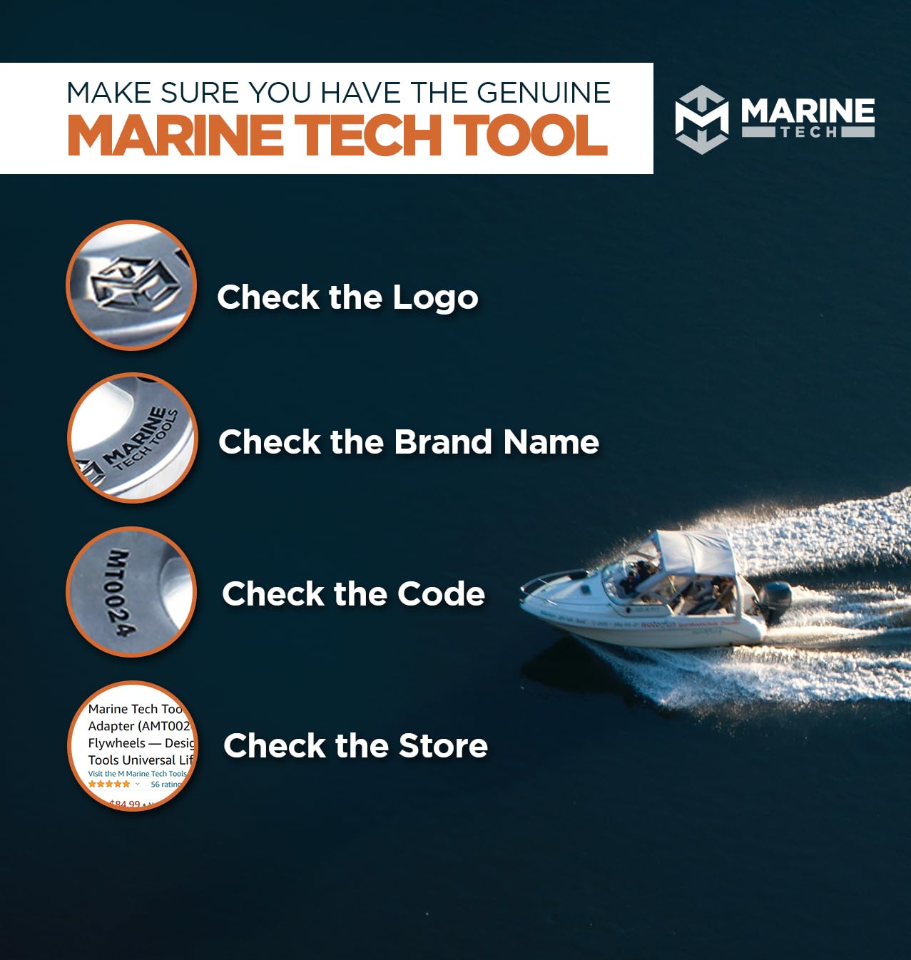 Marine Tech Tools Mercury Verado Lifting Adapter (AMT0024) - Compatible with Verado Flywheels & Universal Lifting Ring (AMT0022) - Heavy Duty Outboard Motor Tools for Boat Engine Maintenance and Repair