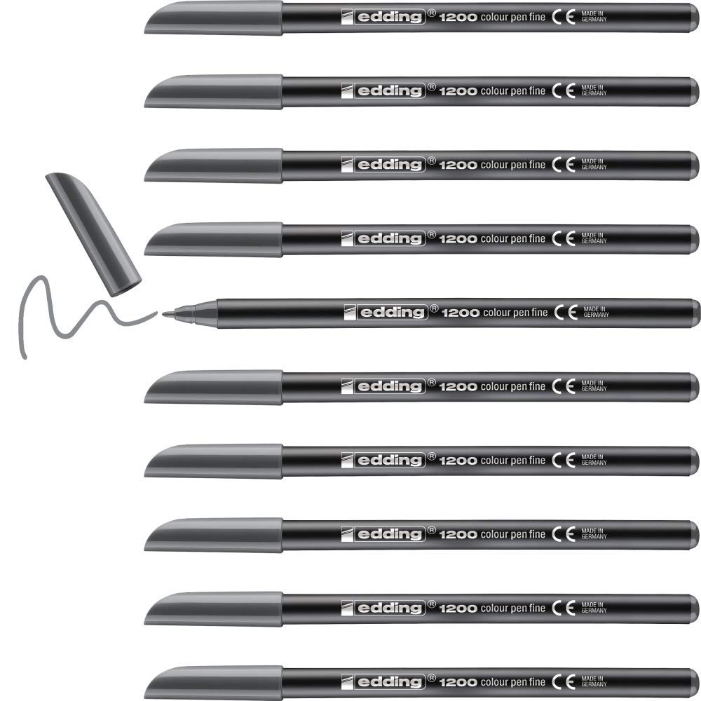 edding 1200 Fine Tip Color Pens - 10 Pack Green Felt-Tip Markers (1mm Round Tip) for Drawing, Writing & Mandala Art - Perfect for School, Office & Creative Projects