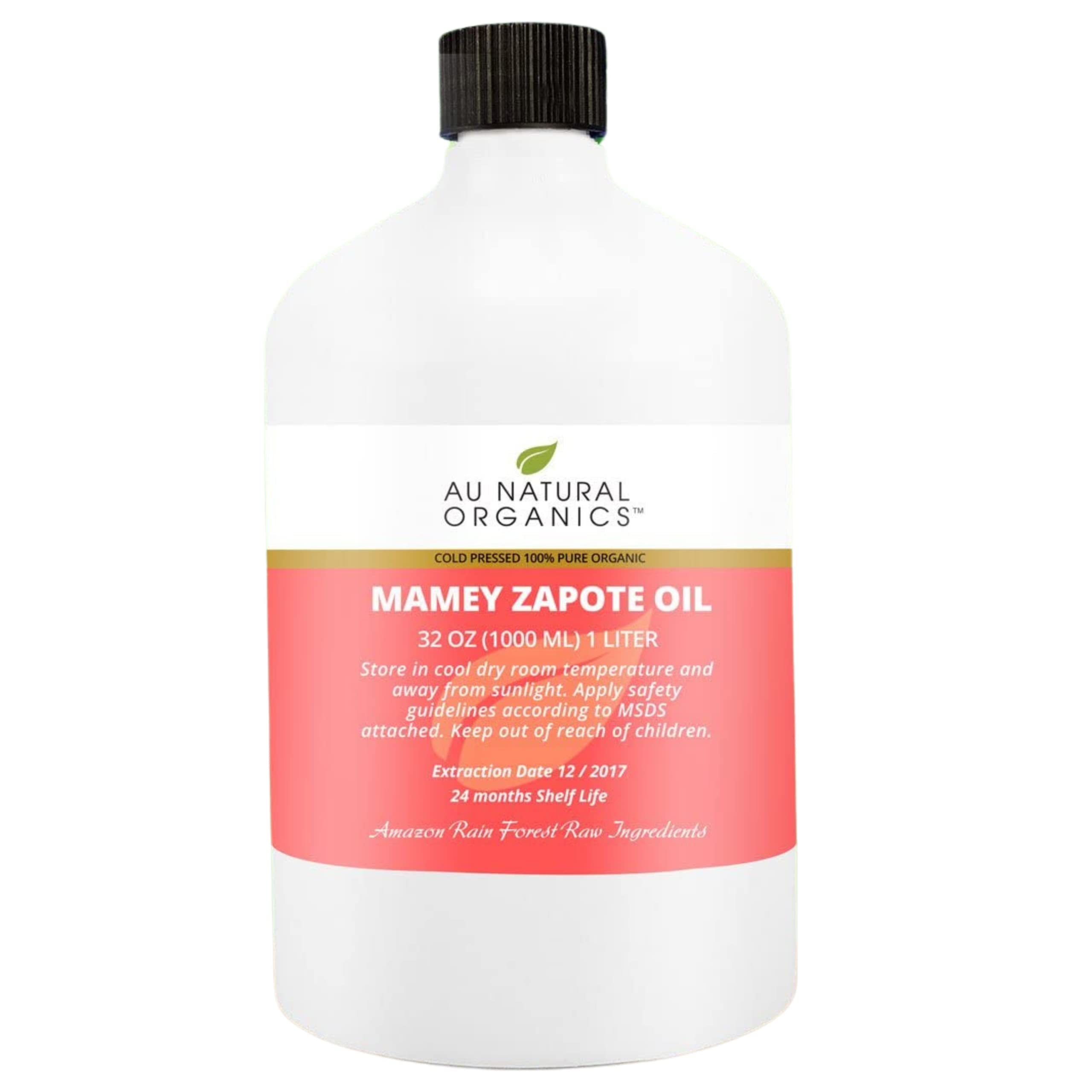 Pure Cold Pressed Mamey Sapote Oil - Organic Natural Moisturizer for Skin, Face, Body & Hair | Wrinkle & Dark Spot Treatment | Soap & Shampoo Making Ingredient | Therapeutic Grade 1 Liter | Perfect for DIY Beauty, Hair Care & Aromatherapy