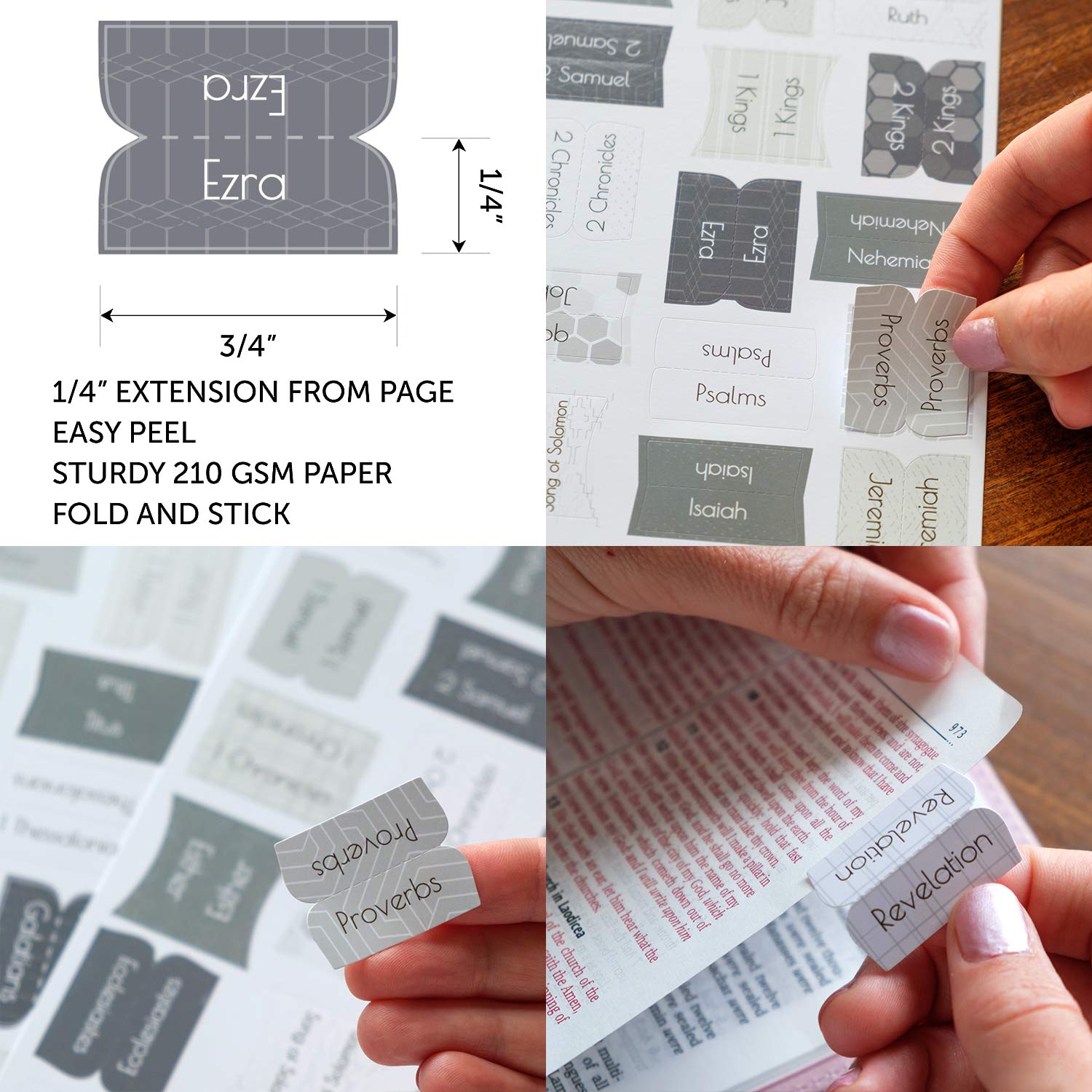Premium Bible Tabs - Colorful Peel & Stick Book Indexing Labels (1.25