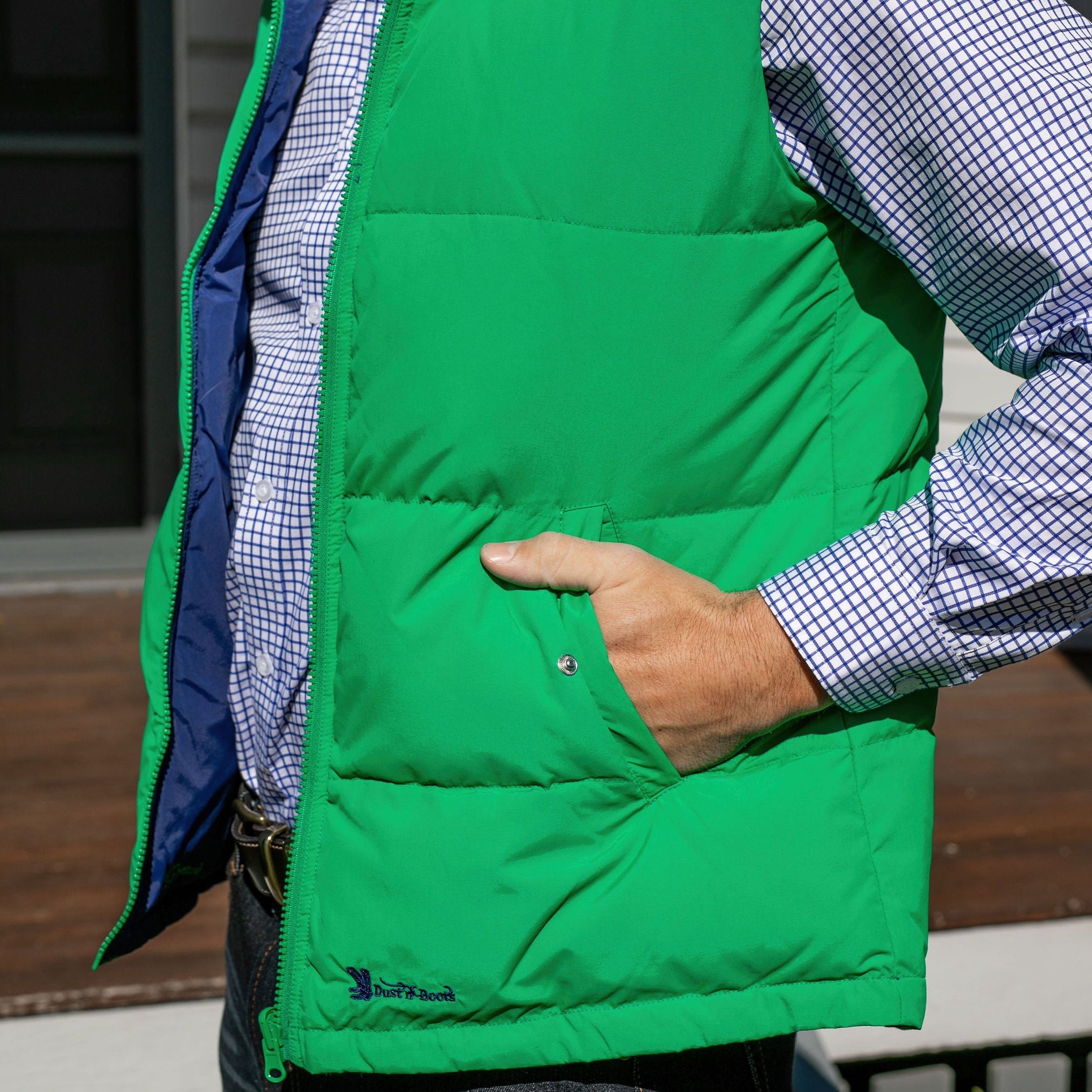Unisex Reversible Vest for Men & Women - Green & Cobalt Blue, Lightweight Outdoor Jacket for Hiking, Running, Cycling & Travel