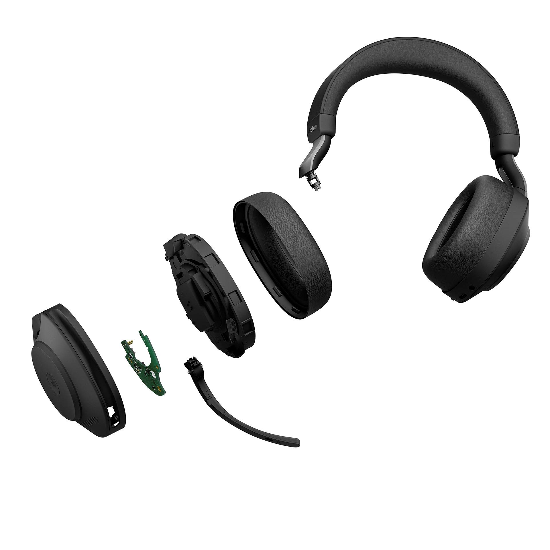 Jabra Evolve2 85 Wireless PC Headset with Noise Cancelling & Microsoft Teams Certified – Bluetooth Headphones with Charging Stand, Long Battery Life & USB-A Adapter – Black – Perfect for Home Office, Remote Work & Video Conferencing