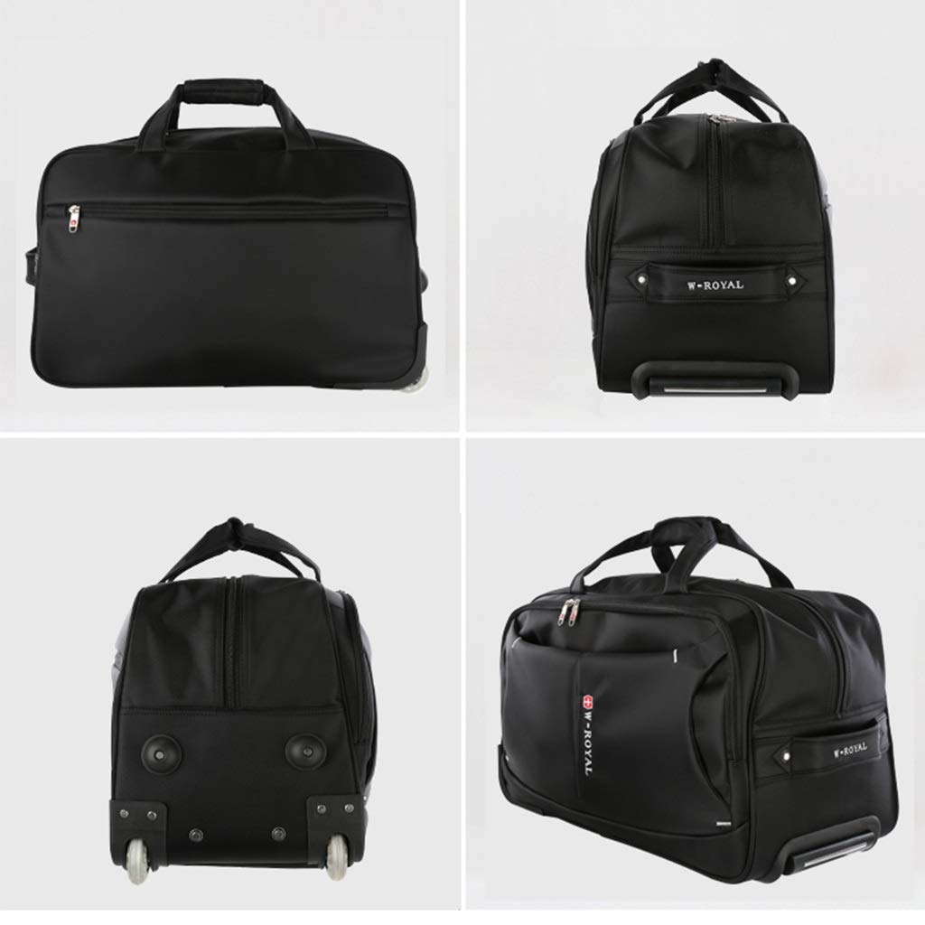 Waterproof Rolling Duffle Bag 24inch - Wheeled Carry On Luggage with Wheels, Soft Travel Tote for Business & Overnight Trips - Black Weekender Suitcase for Airplane, Gym, Camping & Weekend Getaways