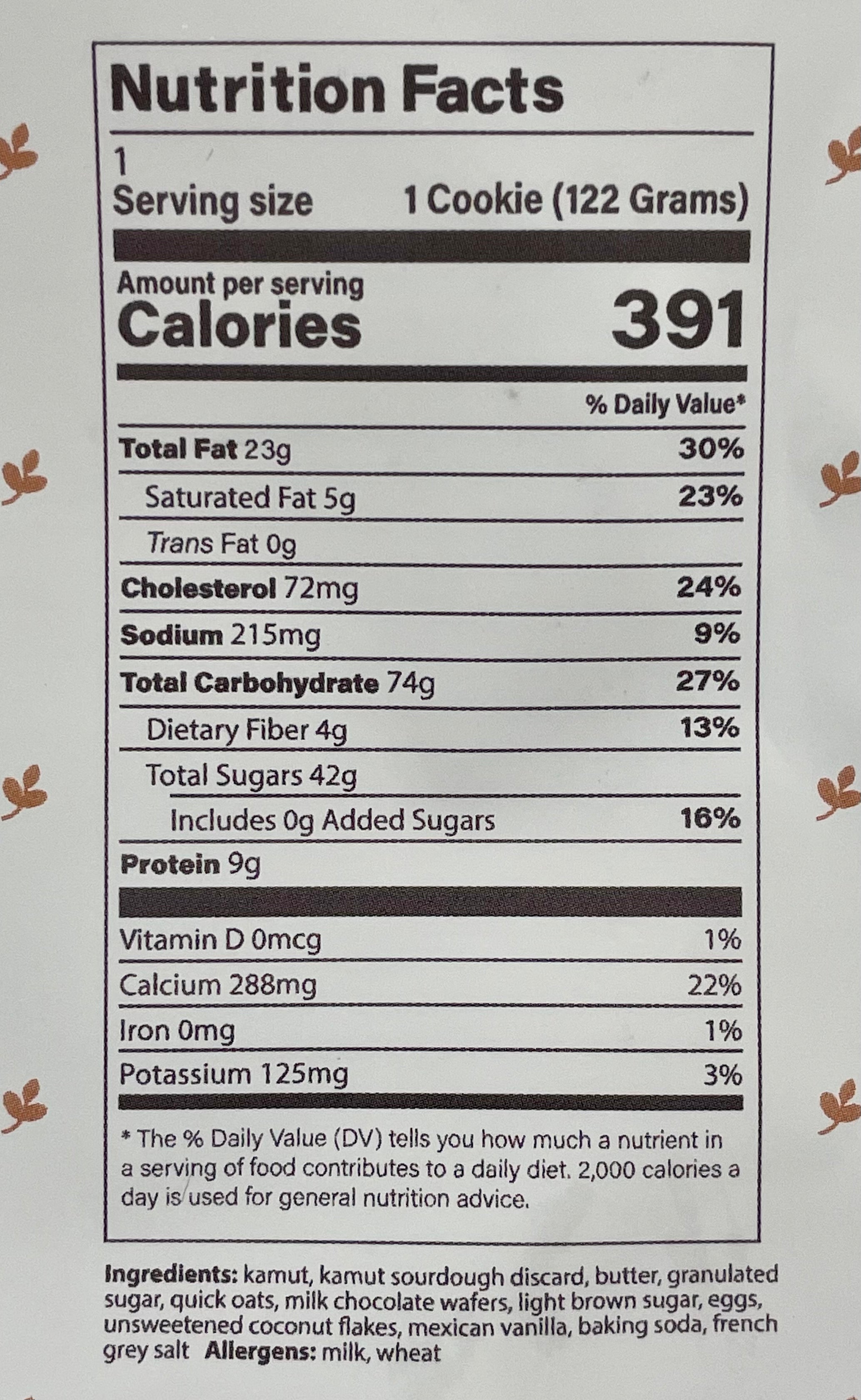 Organic Kamut Cookies - 5 Pack Oatmeal Coconut Chocolate Chip Sourdough Snacks | Healthy Whole Grain Treats for Breakfast, Office Snacking & Gifts