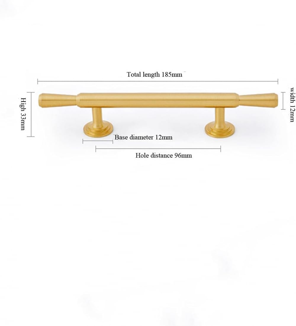 Premium Brass Cupboard Handles & Drawer Pulls - 96mm Hole Center, Solid Aluminum Brass & Stainless Steel Cabinet Handles for Kitchen, Bathroom, Office & Wardrobe - Elegant Hardware Upgrade for Cabinets, Dressers & Furniture