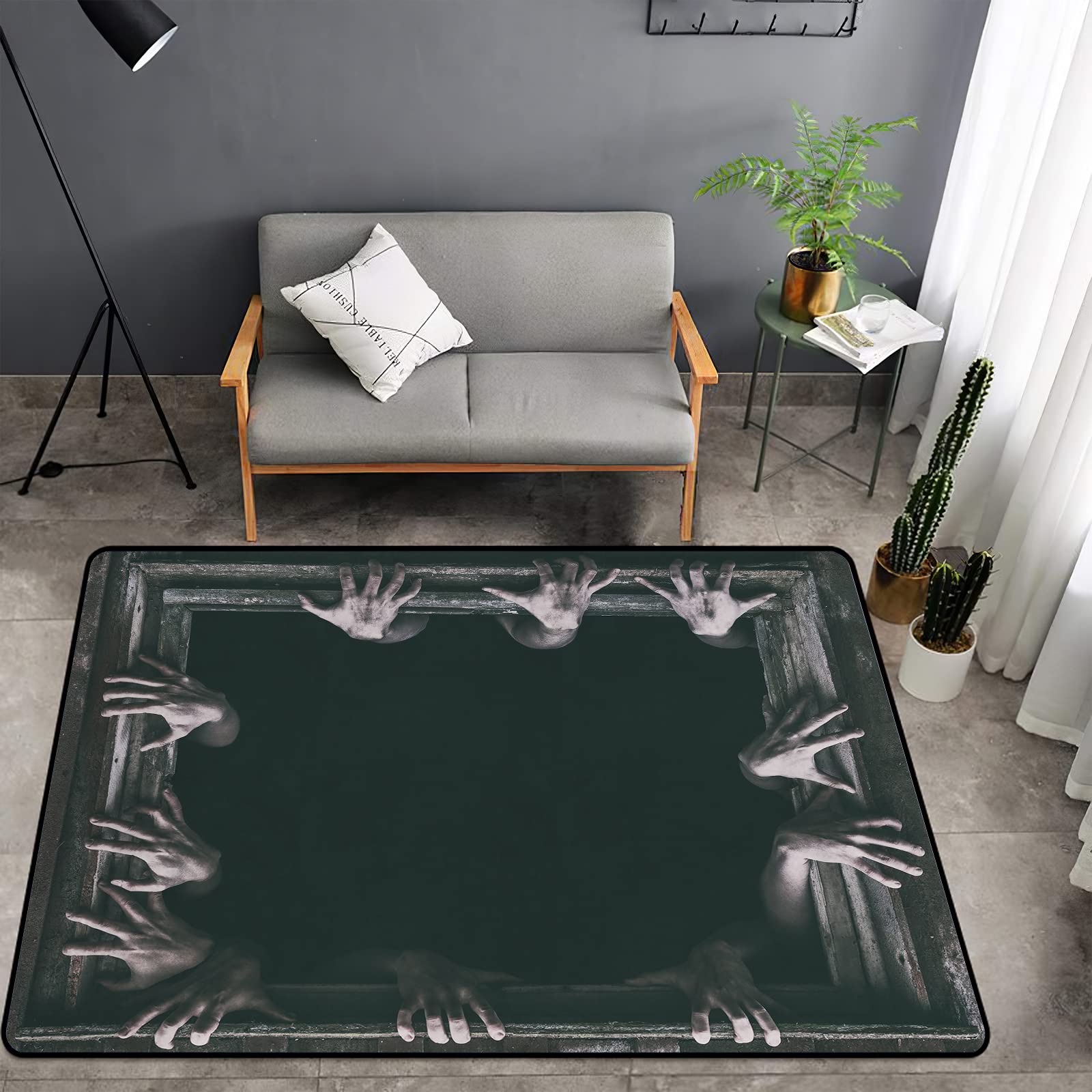 Washable Non-Slip Sponge Rug Mat - Super Soft Extra Thick Floor Carpet for Kids Bedroom, Living Room, Bathroom & Dorm | Halloween Decor, Horror Theme Home Accessories | Indoor Cozy Rugs for Girls & Boys