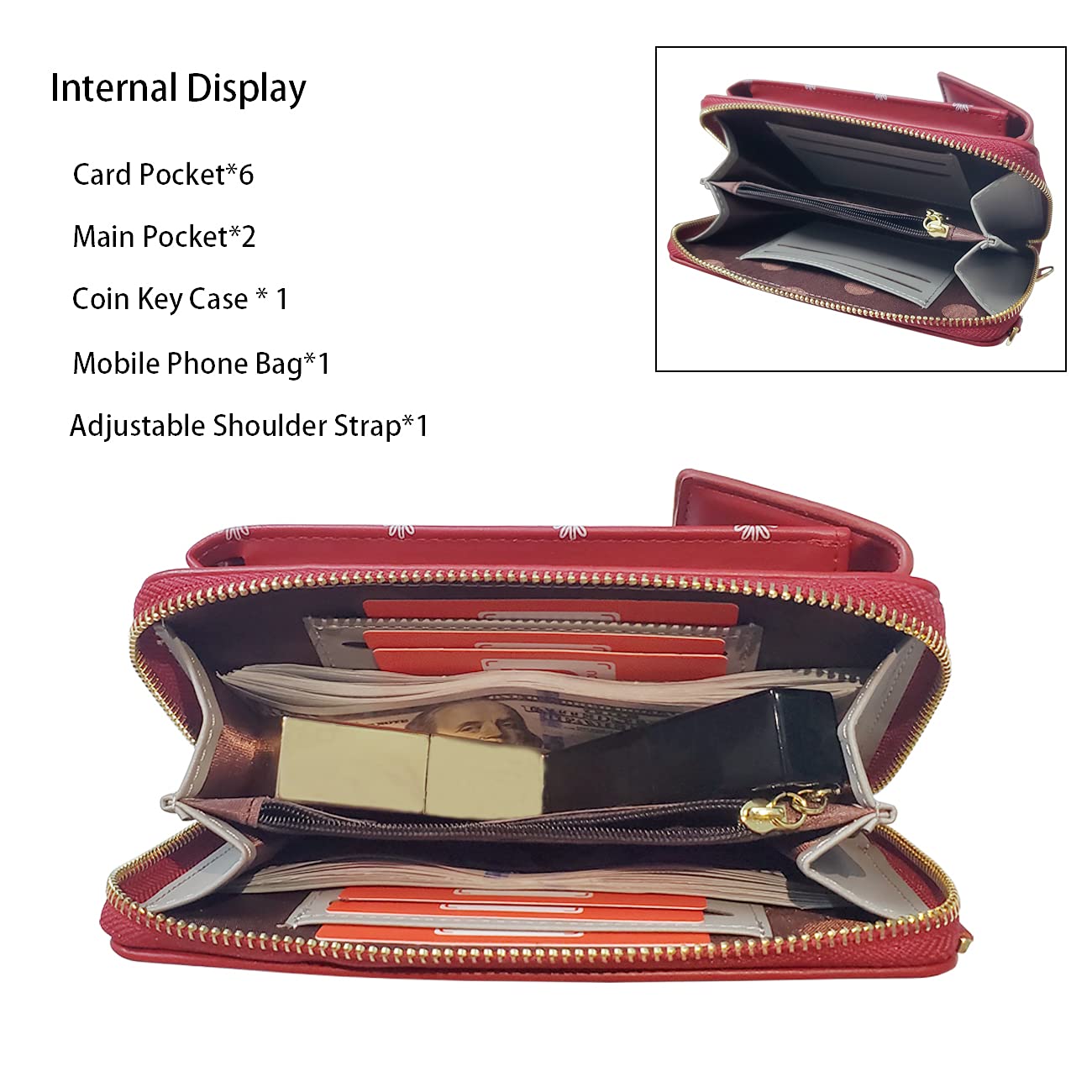 LZSXDWXY Women's Leather Crossbody Phone Purse - Mini Shoulder Bag with Strap & Card Slots - Wallet for iPhone, Samsung & Smartphones - Perfect for Shopping, Travel & Daily Use