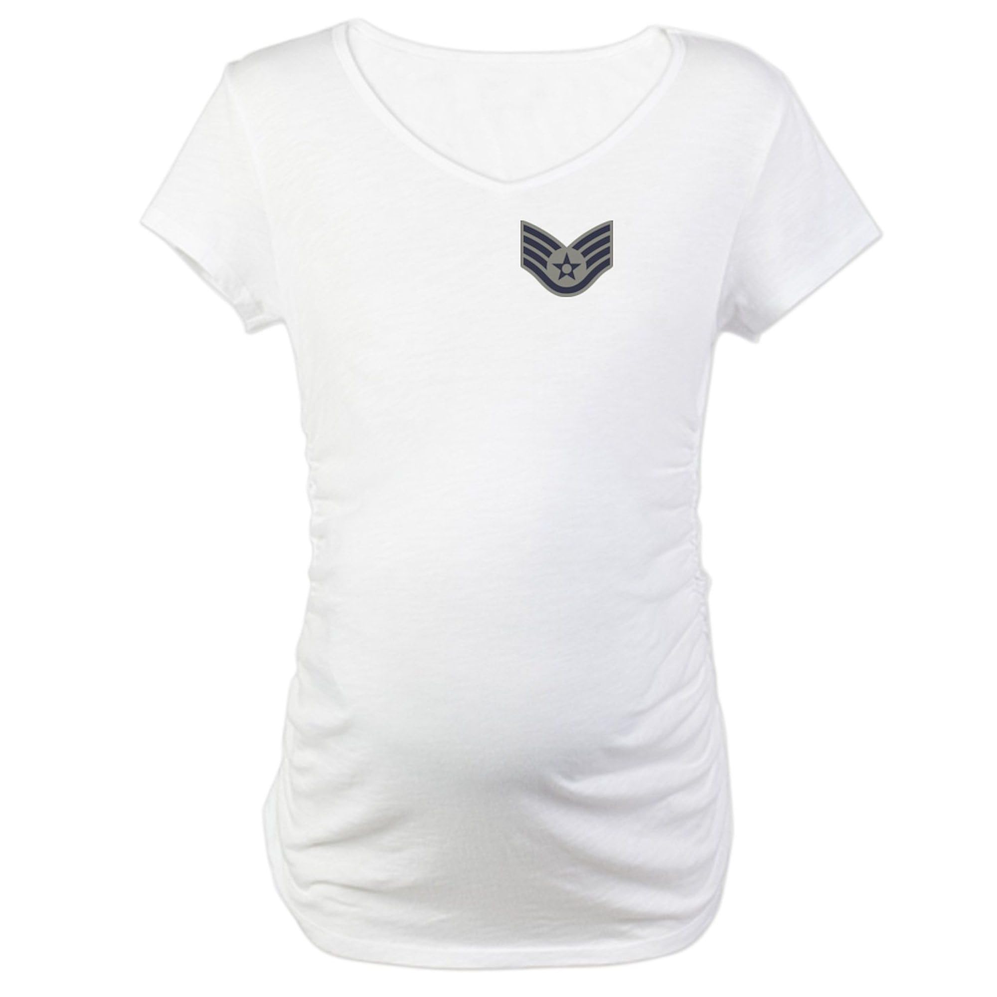 USAF SSgt E-5 (ABU) Maternity T-Shirt for Women - Stretchable Ruched Side Design for Comfort During Pregnancy | Perfect for Military Moms, Baby Showers & Everyday Wear