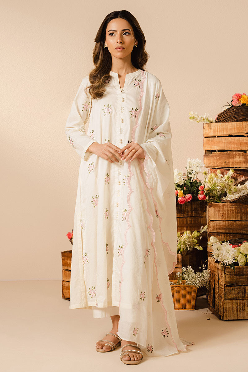 Elegant Ivory Charm 2-Piece Set (Shirt & Dupatta) - Perfect for Weddings, Parties & Festive Occasions