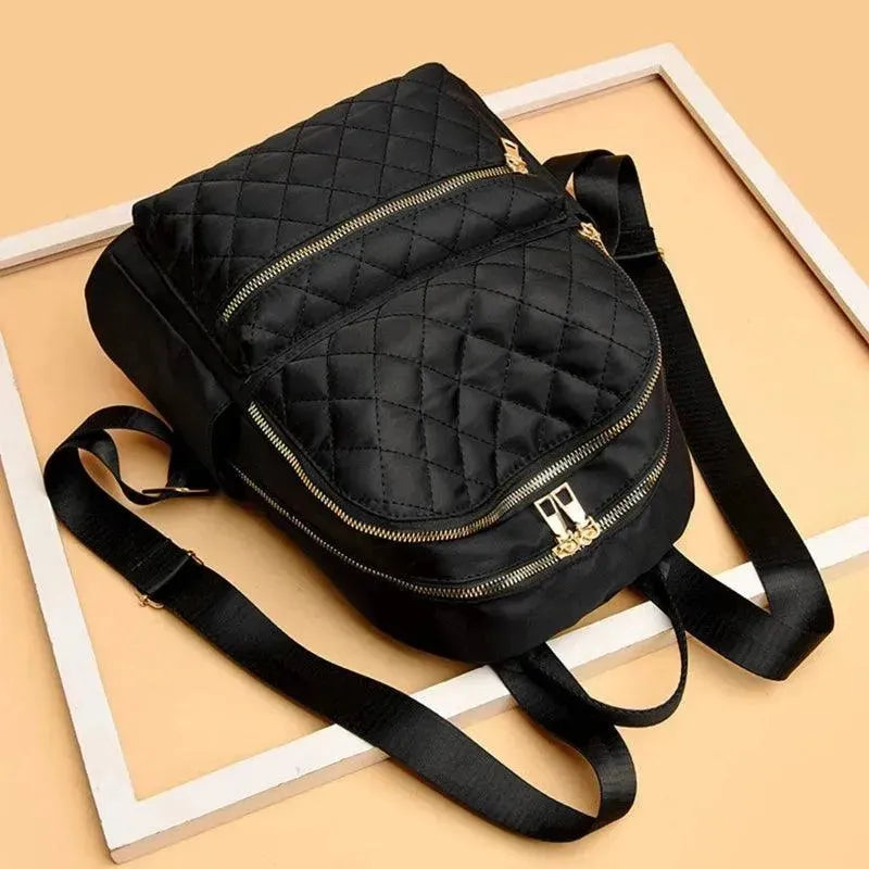 Quilted Nylon Women's Travel Backpack - Lightweight Carry-On Backpack for Airplane, Commute & Weekend Getaways | Water-Resistant Laptop Bag with USB Charging Port