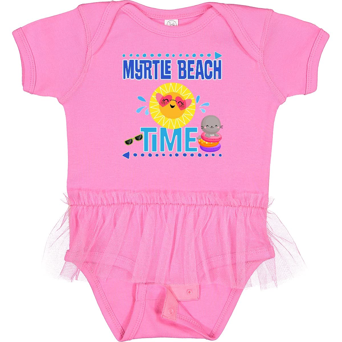 Inktastic Myrtle Beach Vacation Time Infant Tutu Bodysuit - Cute Baby Girl Outfit for Beach Trips, Family Photos & Special Occasions