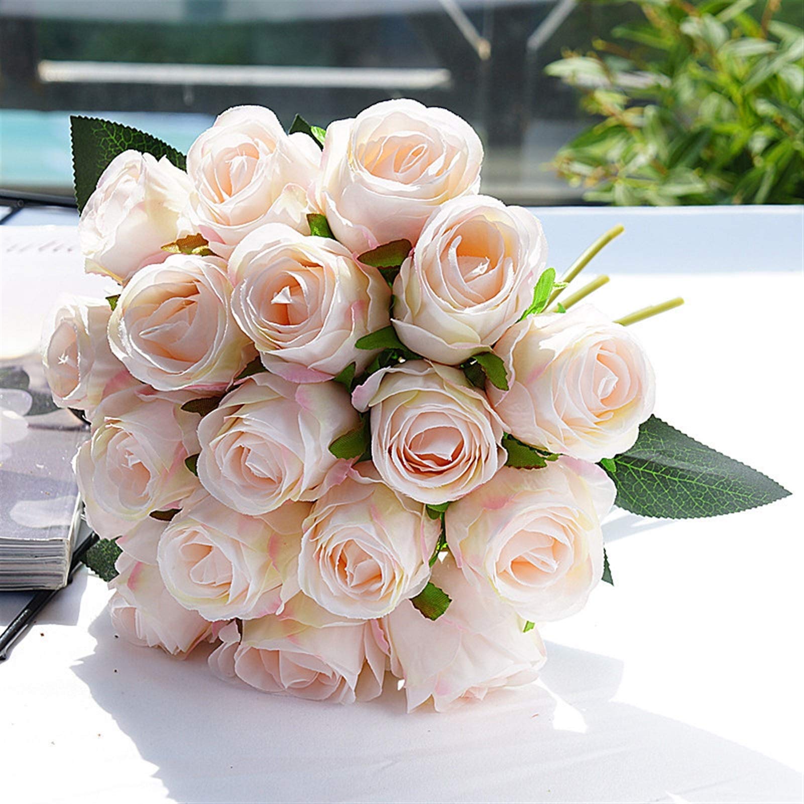 18pcs Artificial Silk Rose Flowers Bouquet - Dark Purple Fake Roses for Wedding, Home, Party & Christmas Decorations - Elegant Centerpieces, Table Arrangements & DIY Floral Crafts