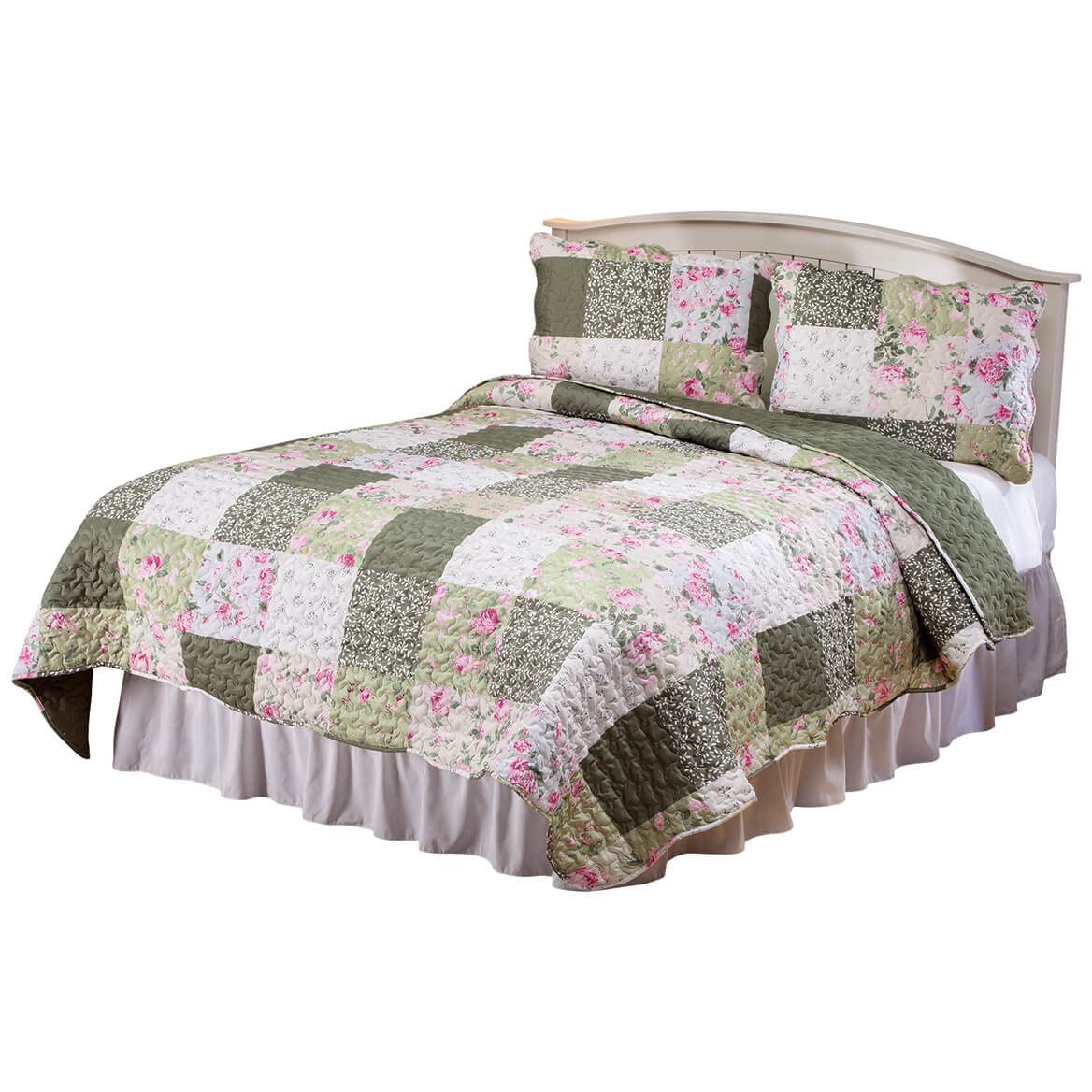 OakRidgeTM Rose Quilted Bedspread and Sham Set - Luxury Floral Bedding for Master Bedroom & Guest Room Decor