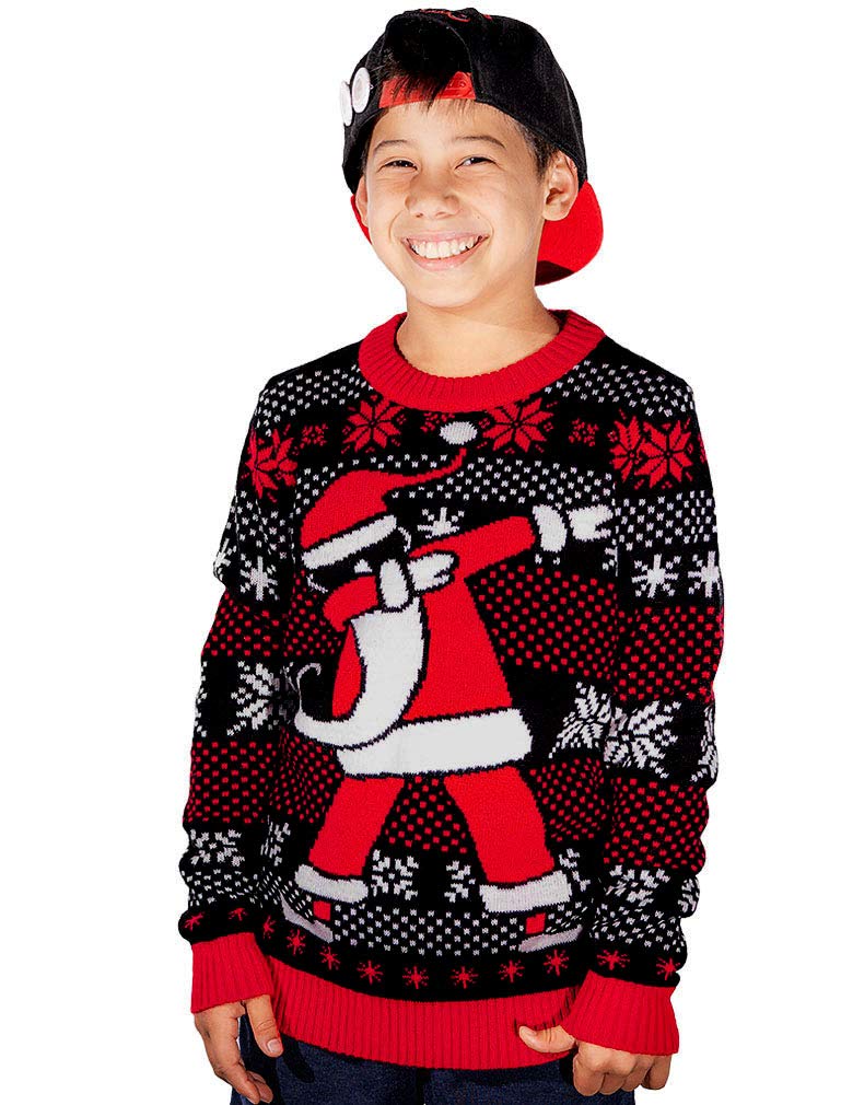 Tstars Funny Santa Claus Ugly Christmas Sweater for Boys - Festive Holiday Pullover for Kids & Youth (Medium) | Perfect for Christmas Parties, Family Gatherings & Ugly Sweater Contests