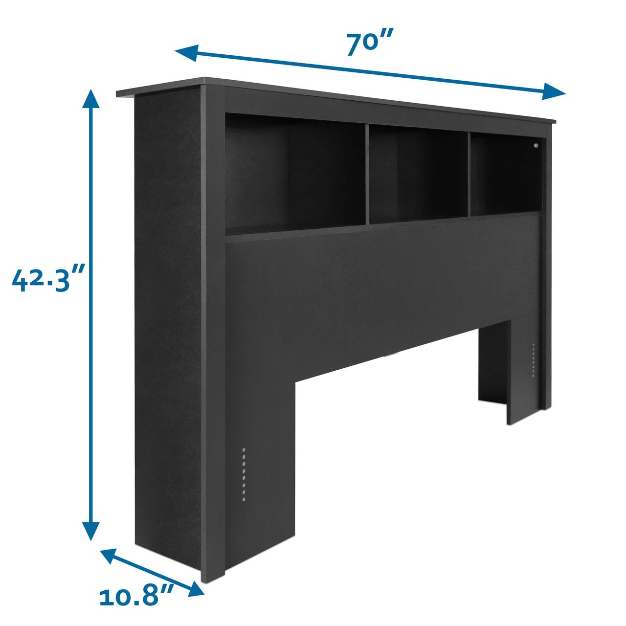 CAPHAUS Wood Bookcase Headboard with Storage - Queen Size, Solid Black - Space-Saving Bedroom Organizer for Books, Decor & Essentials - Perfect for Small Spaces & Modern Bedrooms