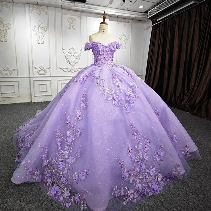 Lavender Quinceañera Dresses with 3D Flower Appliques - Elegant Prom Gown J4935 for Sweet 16, Homecoming & Special Occasions