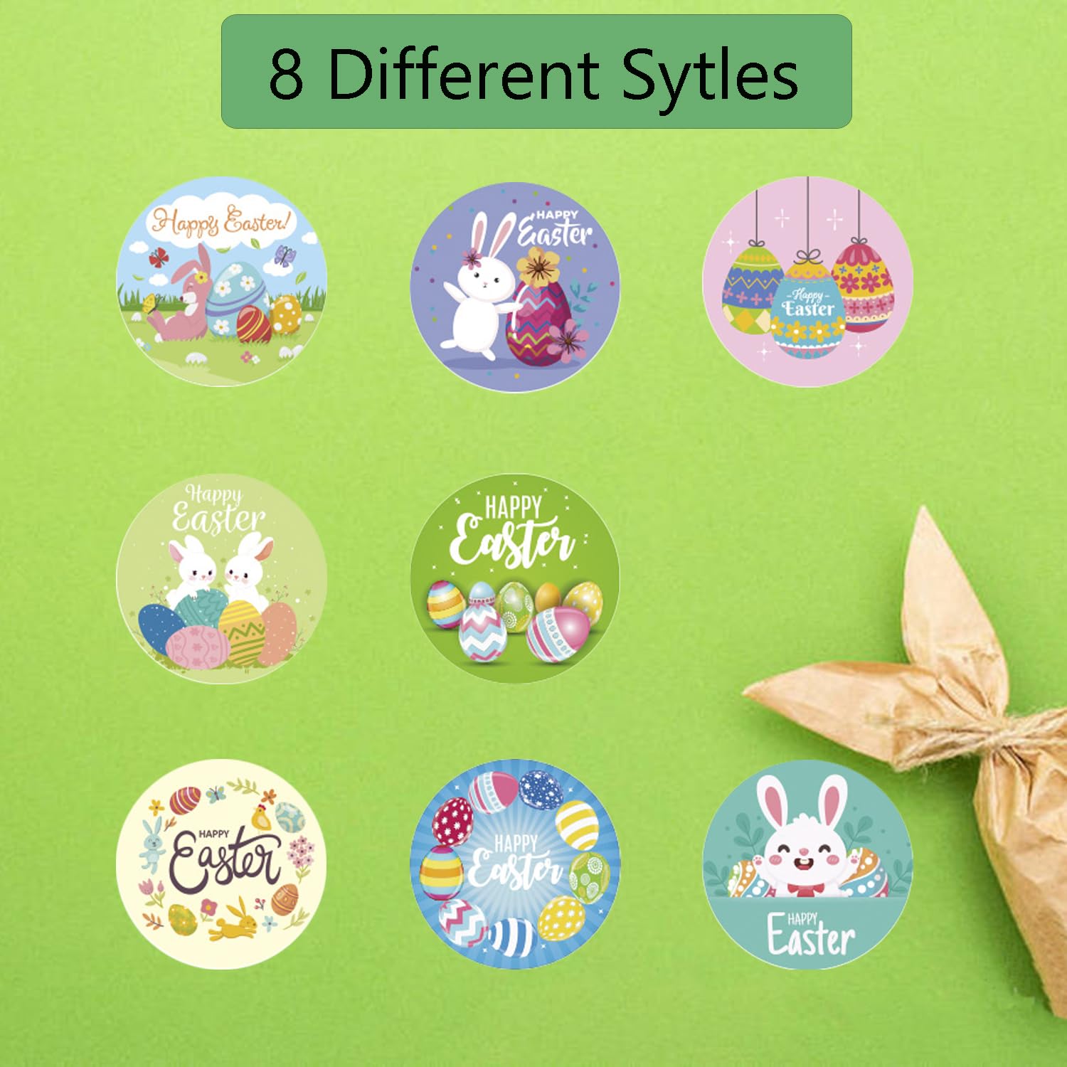 500 Pcs Easter Stickers - 1.5 Inch Bunny & Egg Stickers for Kids, Easter Party Supplies, Gift Decorations - Perfect for DIY Crafts, Scrapbooking, Easter Egg Hunts & Classroom Activities