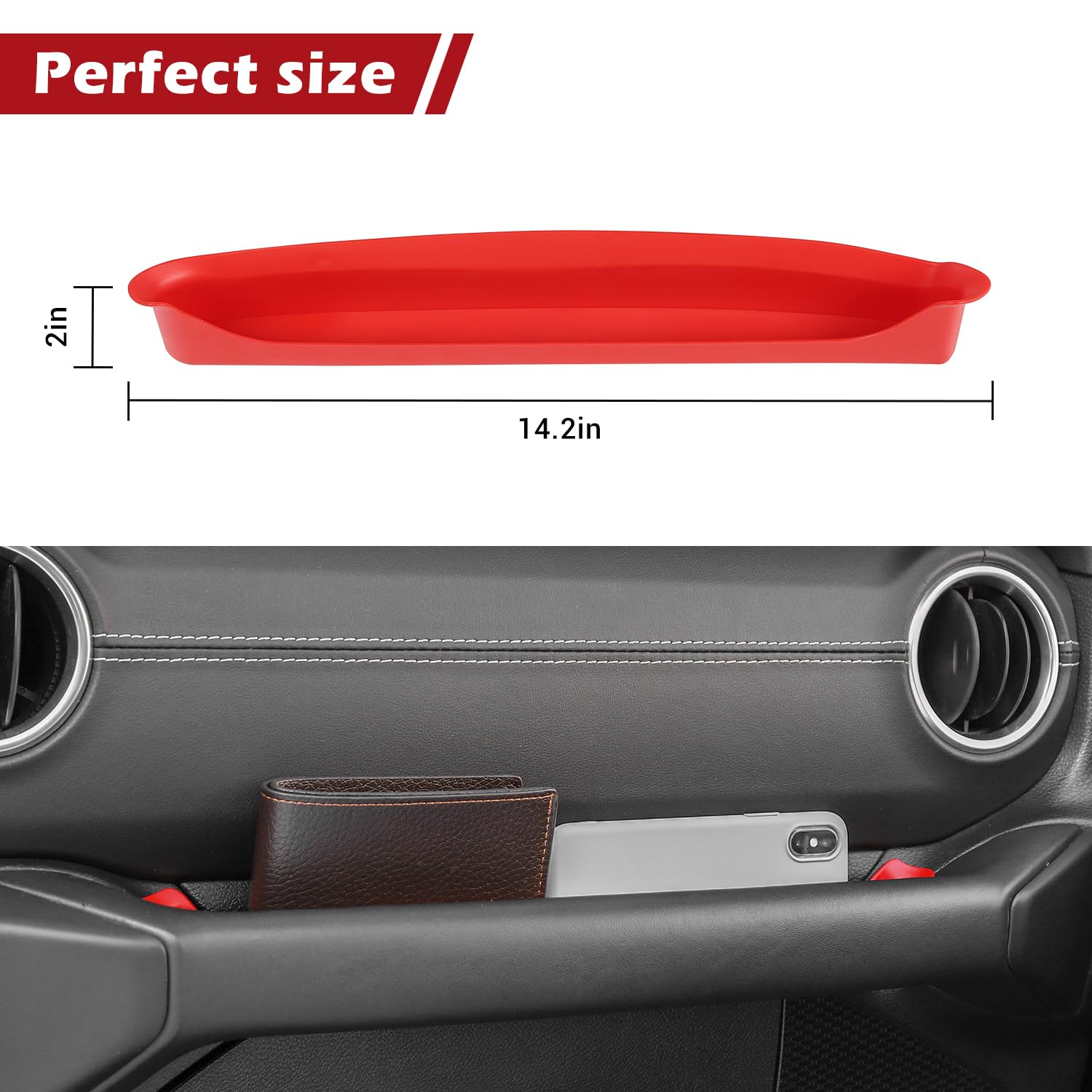 RT-TCZ Jeep Wrangler JL/JLU/Gladiator JT (2018-2023) Grab Handle Storage Tray - Red Co-Pilot Organizer for Passenger Side | Perfect for Road Trips, Off-Road Adventures & Daily Commute
