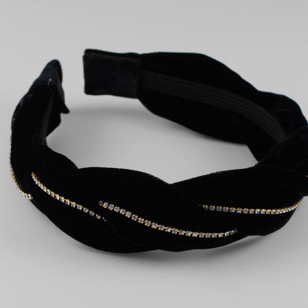 Handmade Crystal Velvet Twist Headband for Women - Elegant Hair Accessories for Parties, Weddings & Special Occasions