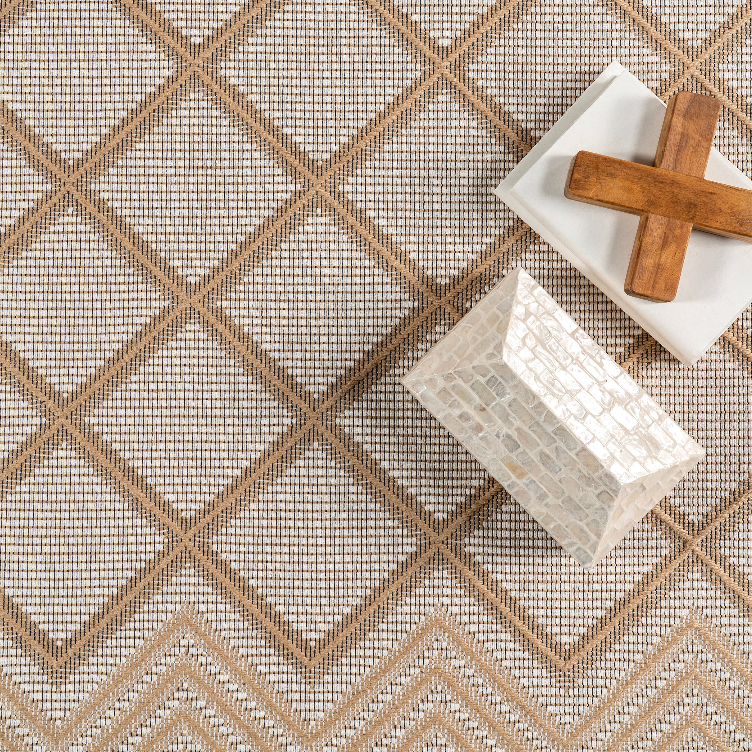 Camila Crosshatch Rug Ivory - Soft and Durable Area Rug for Living Room, Bedroom, or Office Decor