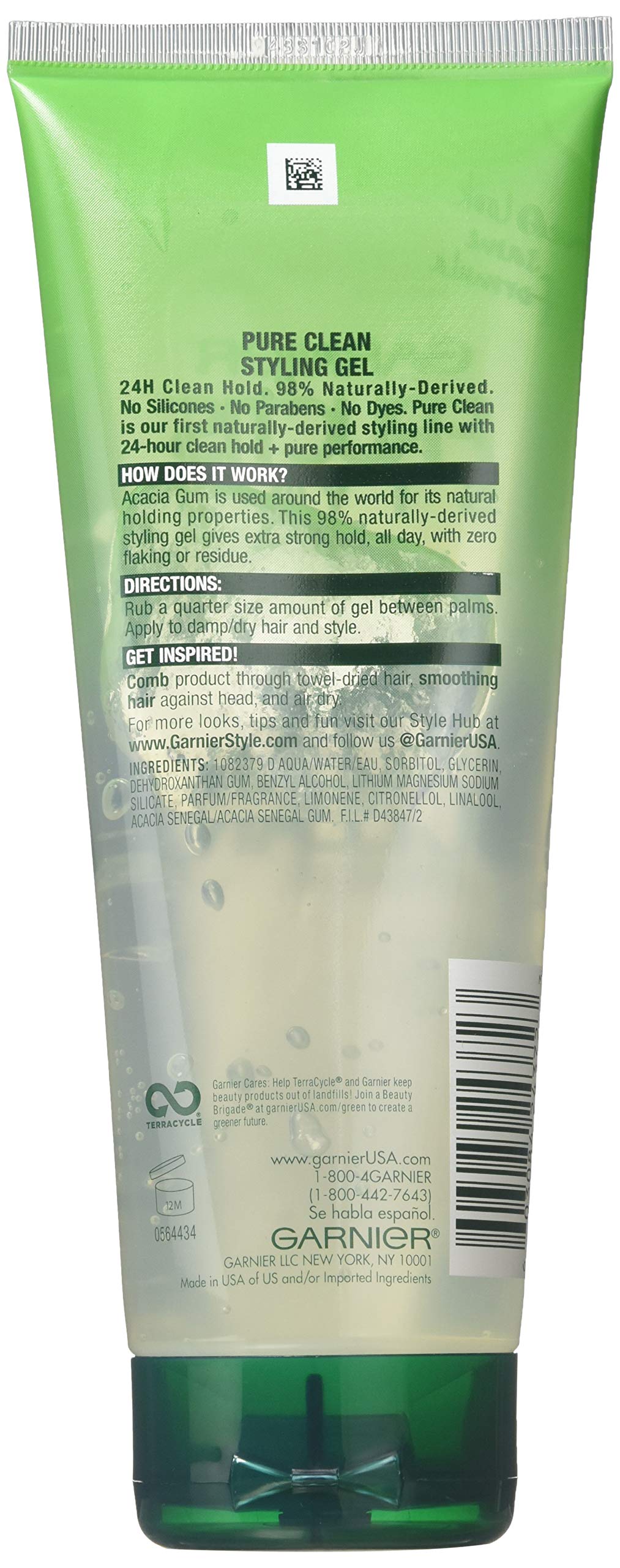 Garnier Fructis Style Pure Clean Styling Gel - 6.8 Oz (Pack of 6) | Strong Hold Hair Gel for Men & Women | All-Day Frizz Control & Shine | Perfect for Curly, Wavy & Straight Hair Styles