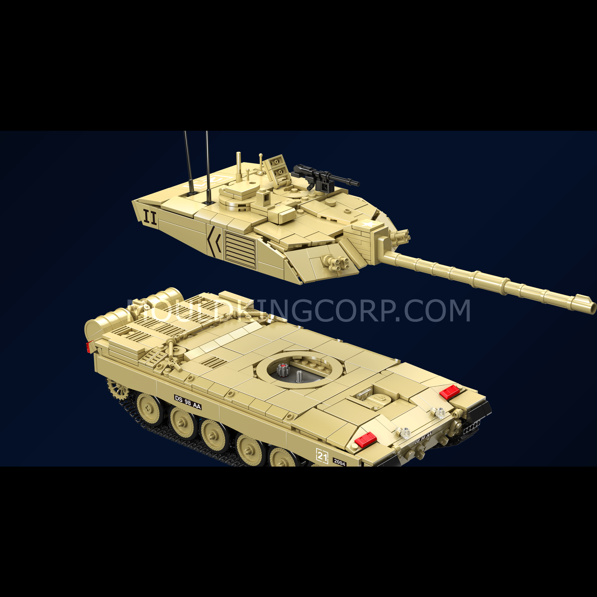 Mould King 20037 Challenger 2 Tank Building Set - 1,129 Pieces Military Model Kit for Adults & Teens | DIY Tank Building Toy for Collectors & War History Enthusiasts | Perfect for Display, Gifts & STEM Learning Activities