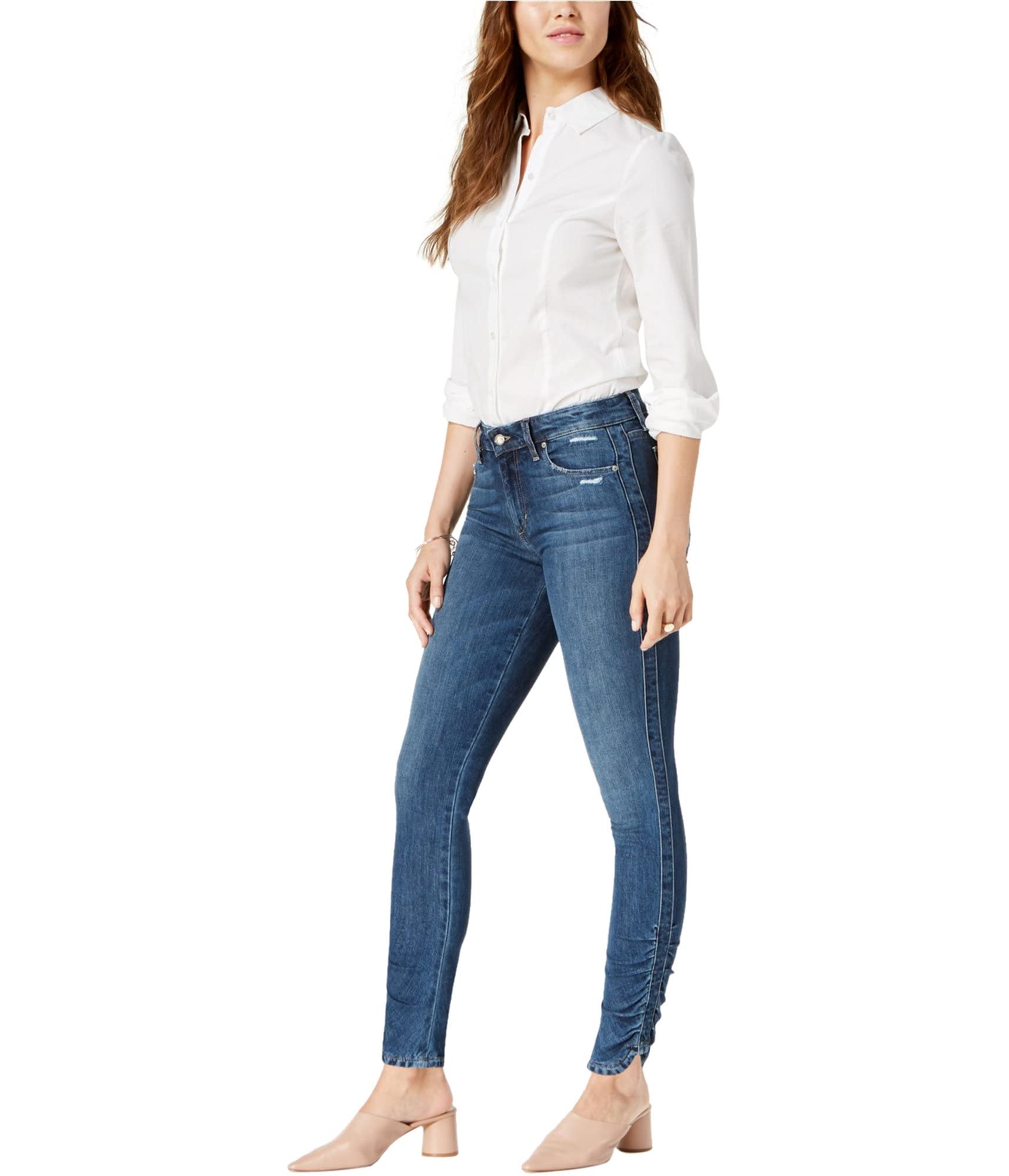 Joe's Women's Gathered Hem Skinny Fit Jeans - Blue Denim Stretch Pants Size 26 | Perfect for Casual Wear, Office Outfits & Night Out