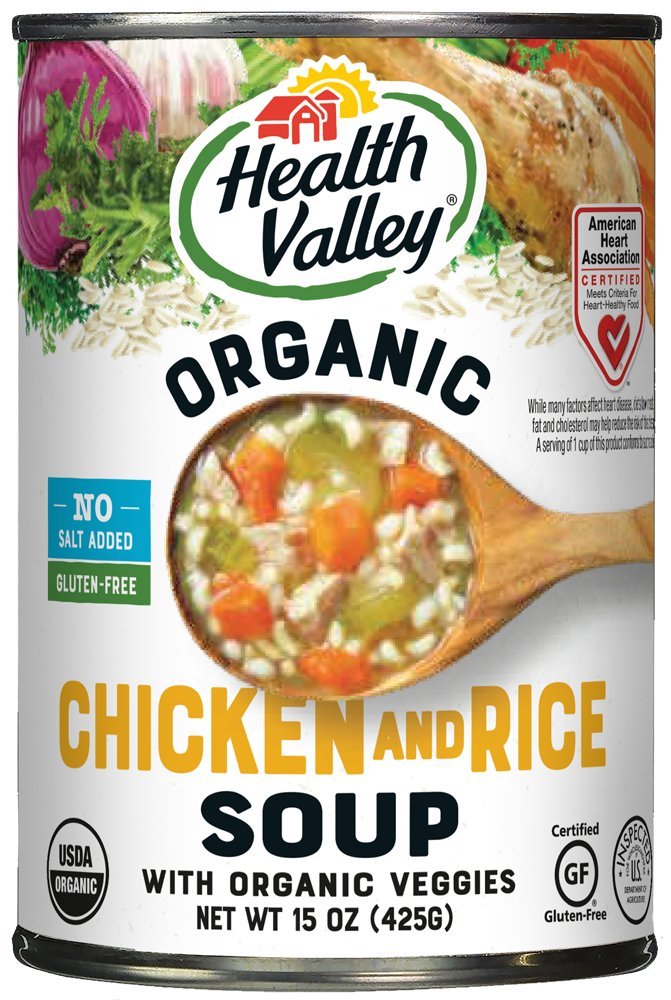 Health Valley Chicken Rice Soup - No Salt Added, 15 oz | Healthy Canned Soup for Quick Meals & Weight Loss | Perfect for Busy Weekdays & Camping Trips