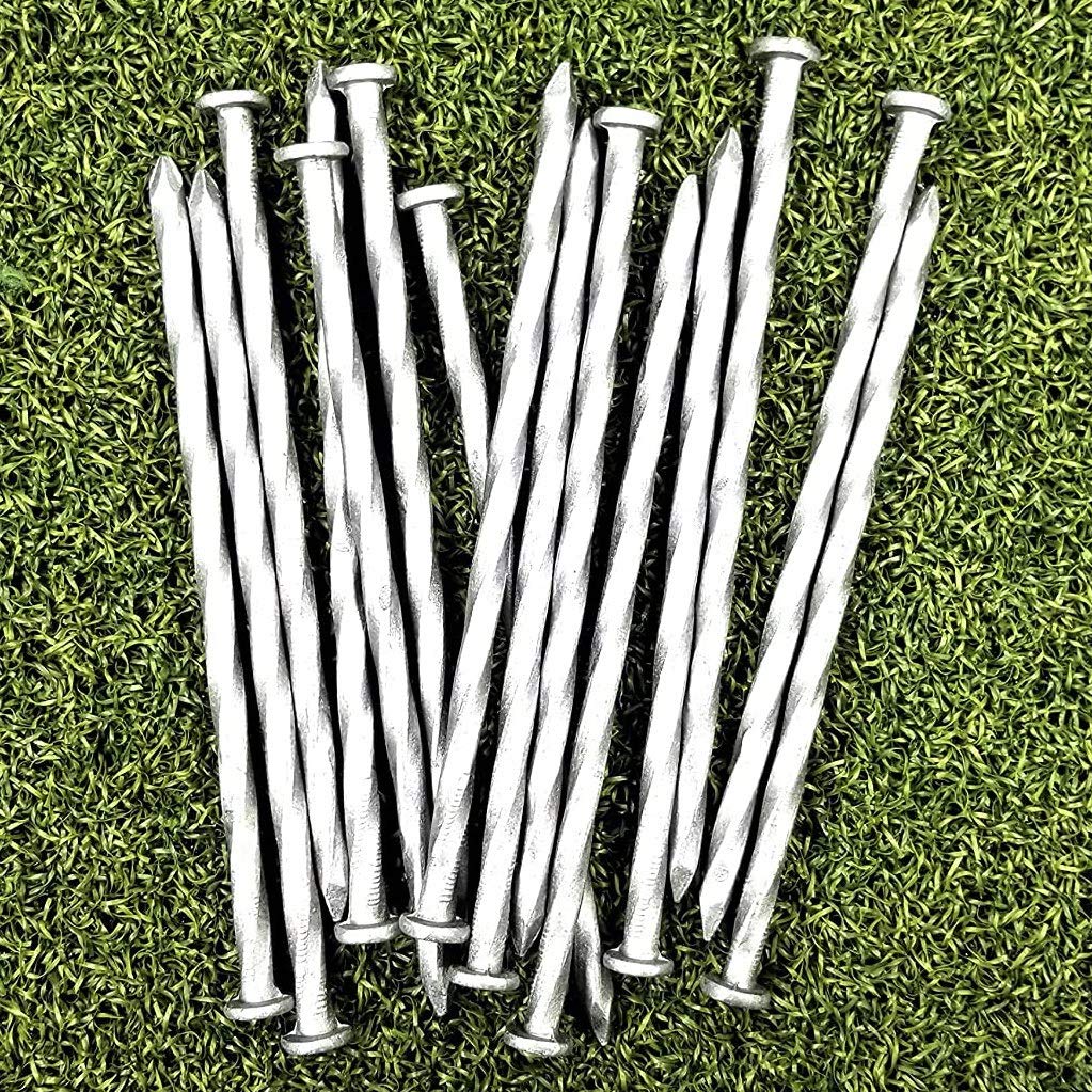 150-Pack 6-Inch Galvanized Steel Landscape Stakes - Heavy Duty Spiral Turf Nails for Artificial Grass, Garden Edging, Pavers, Timbers & Outdoor Projects - Perfect for DIY Lawn Installation & Yard Maintenance