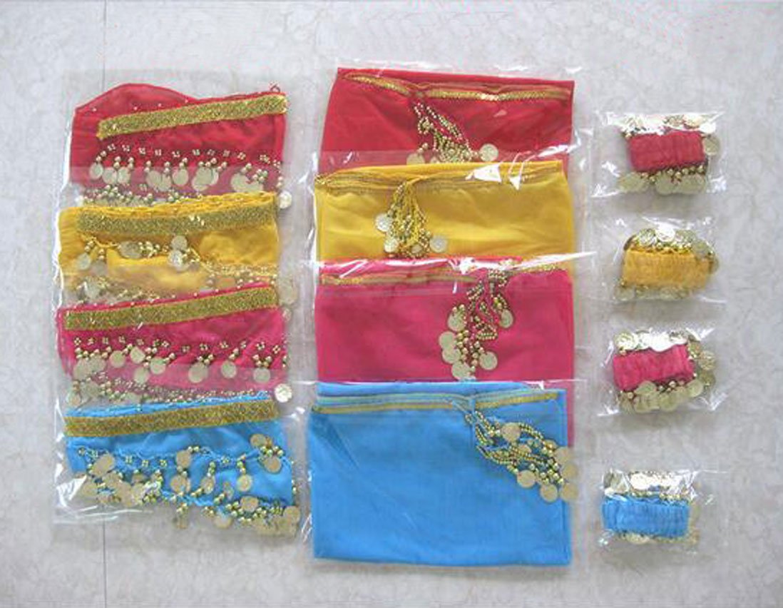 2Pcs Kids Belly Dance Hip Scarf with Sequins - Adjustable Wrap Belt for Girls' Dance Costume & Performance - Perfect for Dance Classes, Halloween Costumes and Birthday Parties