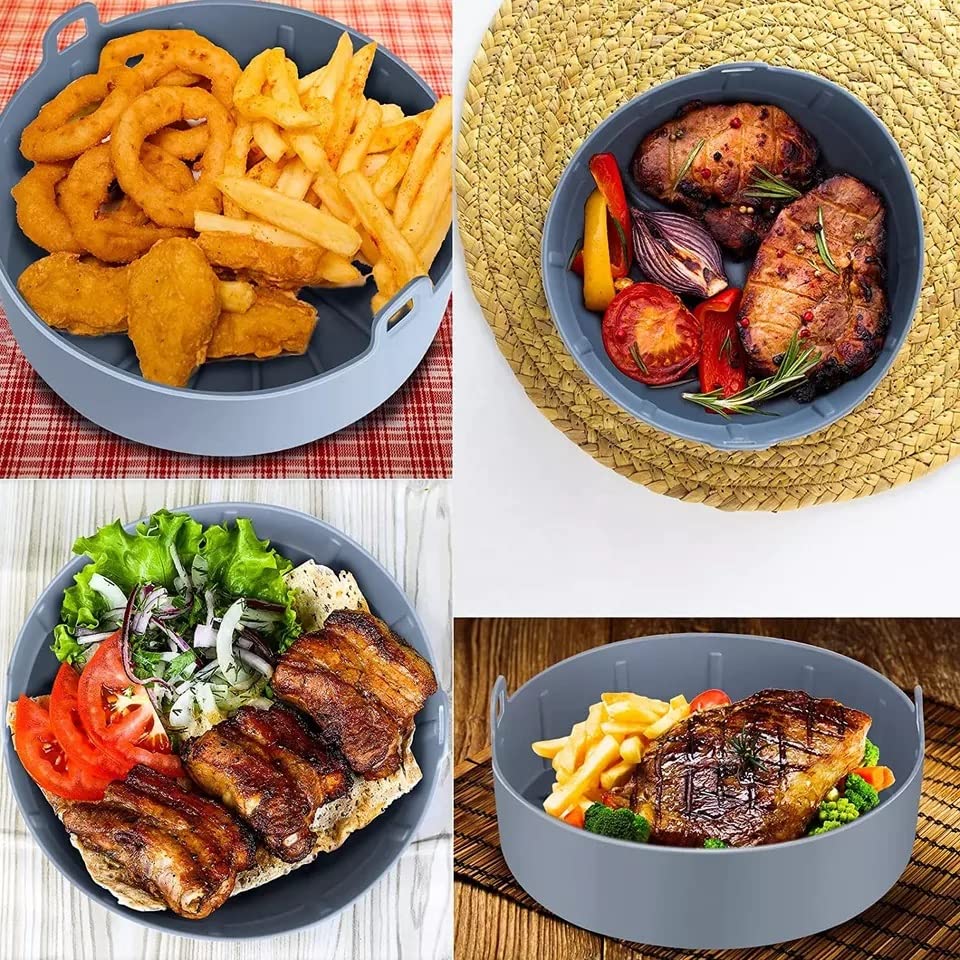 Non-Stick Silicone Air Fryer Liner - 7.5 Inch Reusable Round Basket for Air Fryers & Ovens - Easy Clean Accessory Kit - Perfect for Cooking, Baking & Healthy Meal Prep