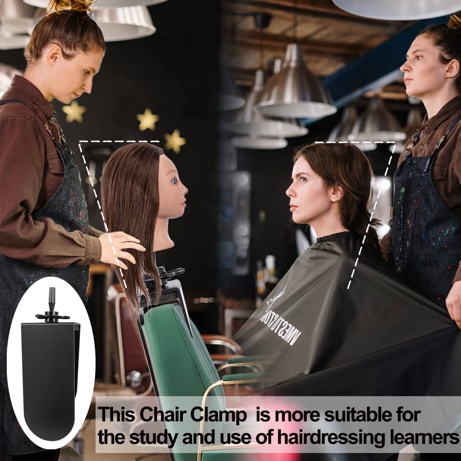 Professional Mannequin Clamp Stand for Salon Chairs - Adjustable Mannequin Head Holder for Hairstyling Practice, Braiding & Hair Styling Training (1 Pack) - Perfect for Beauty Schools & Home Salon Practice