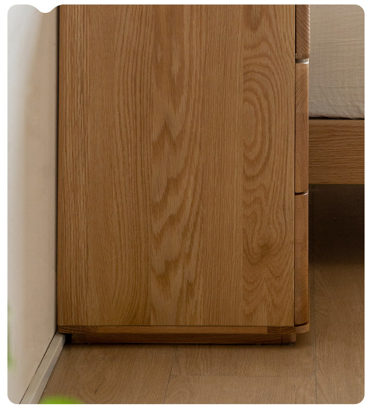 Solid Oak Wood 3-Drawer Nightstand with Lock - Bedside Table for Bedroom, Living Room & Office Storage