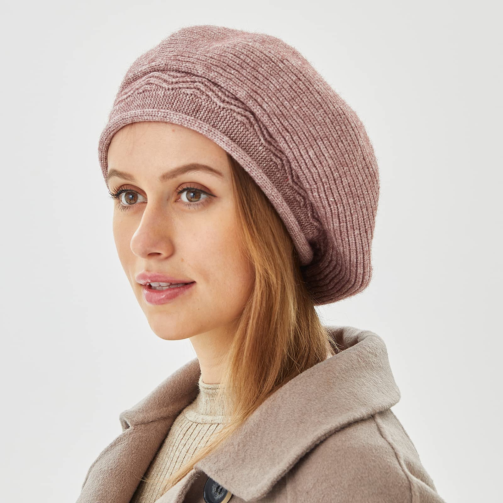 French Style Beret Hat for Women - Warm Wool Lining Winter Knit Cap | Fashionable Beanie for Cold Weather, Travel & Everyday Wear