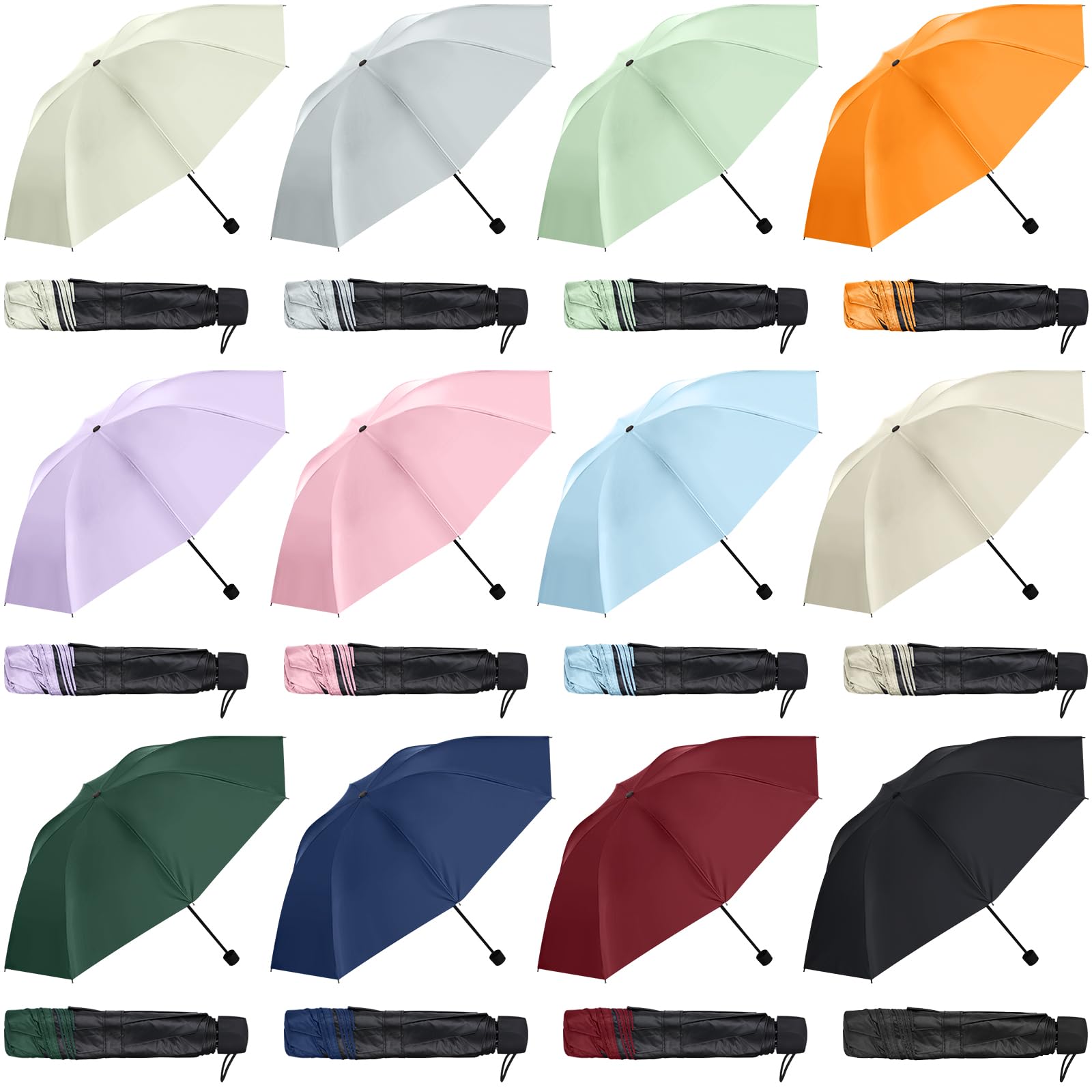 Hillban 12 Pack Windproof Travel Umbrella - Compact Folding Umbrella for Rain, Wind & Sun Protection - Portable Strong Umbrellas for Men, Women, Car, Backpack - Perfect for Travel, Commuting & Outdoor Activities