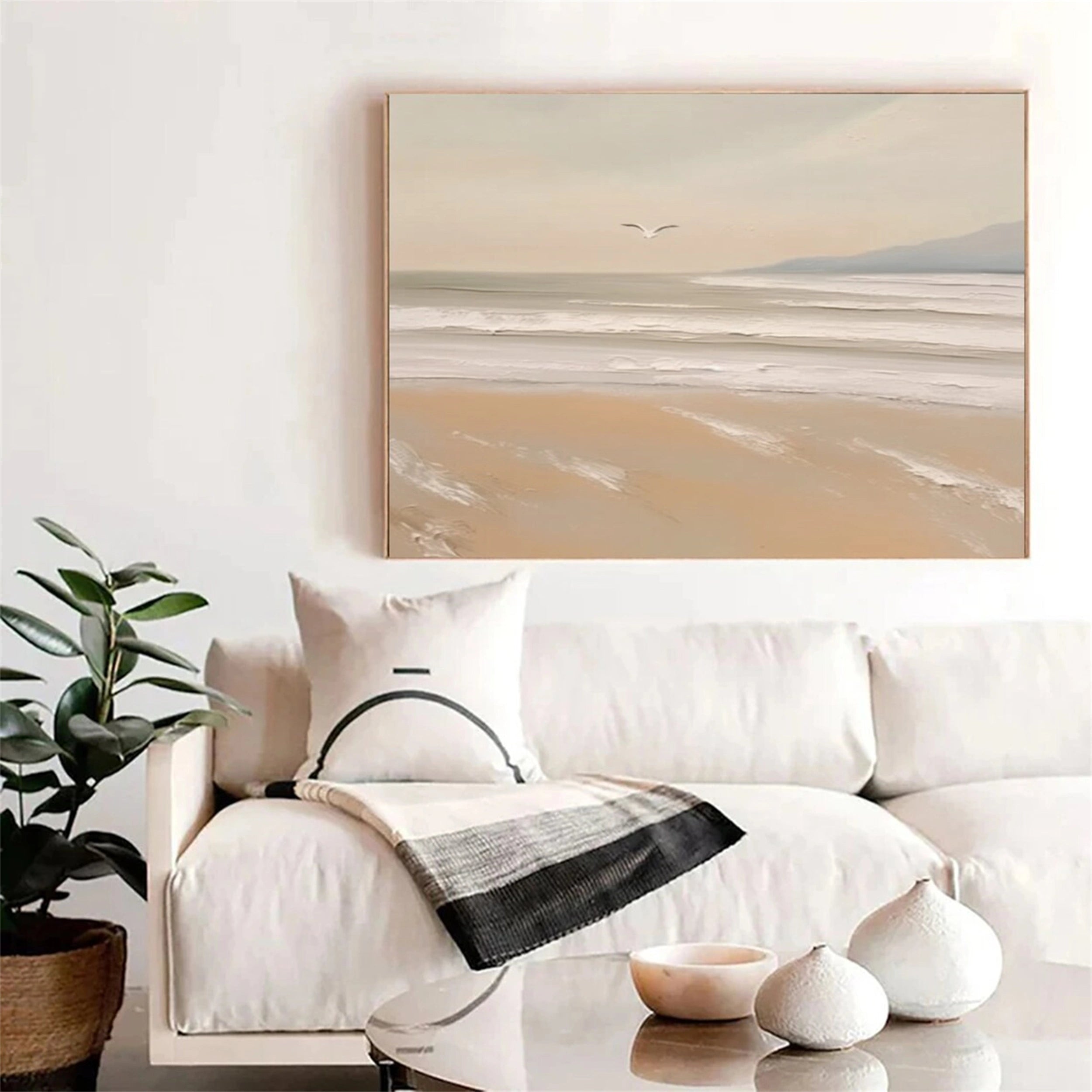 Ocean and Sky Painting #OS 054 - Handmade Canvas Wall Art for Home & Office Decor - Perfect for Living Room, Bedroom or Gift