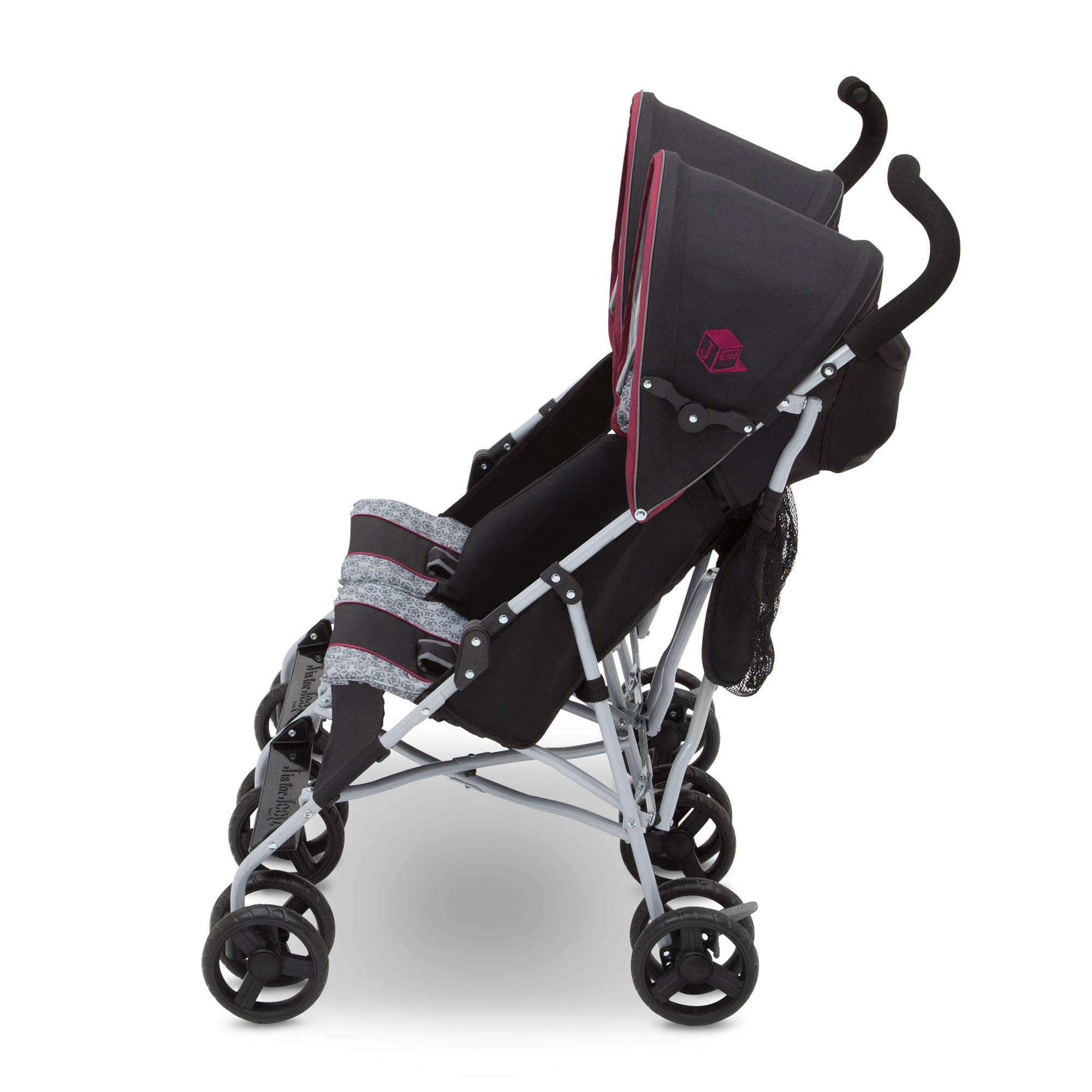 Jeep Scout Double Stroller for Toddlers - Lightweight Side by Side Baby Stroller with Canopy & Storage Basket, Lunar Burgundy - Perfect for Twins, Siblings or Daycare Use at Parks, Malls & Outdoor Adventures